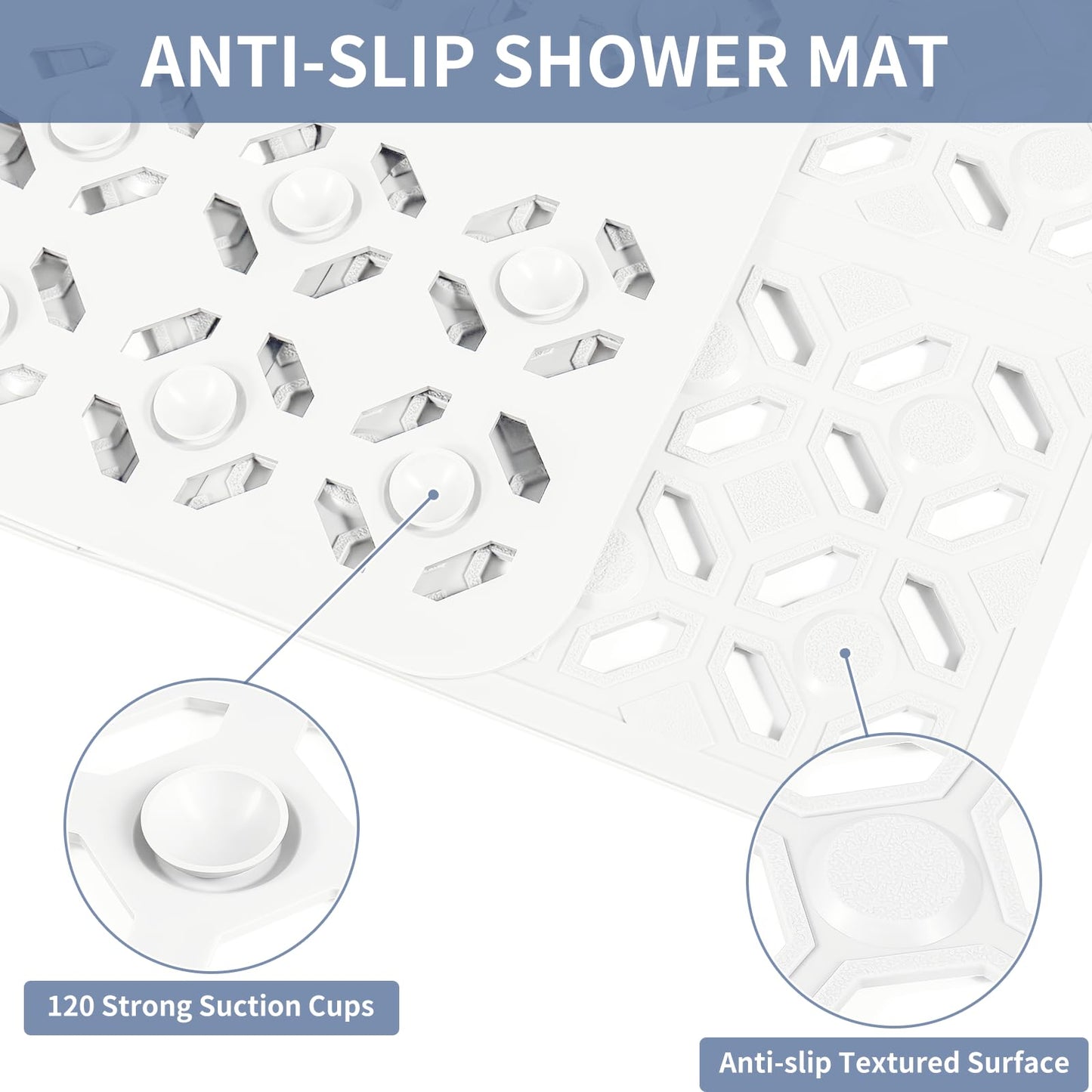 Extra Large Anti-Slip Shower Mat for Safety and Comfort