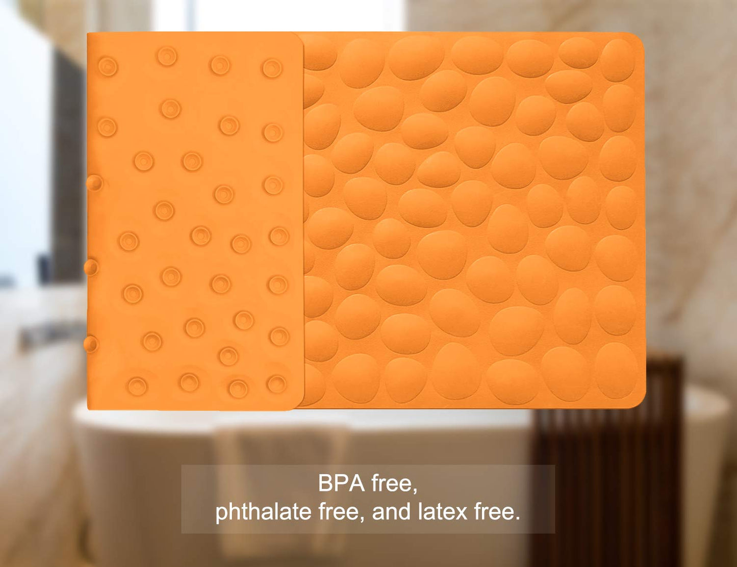 Soft Rubber Non-Slip Bath Mat with Suction Cups - Grey