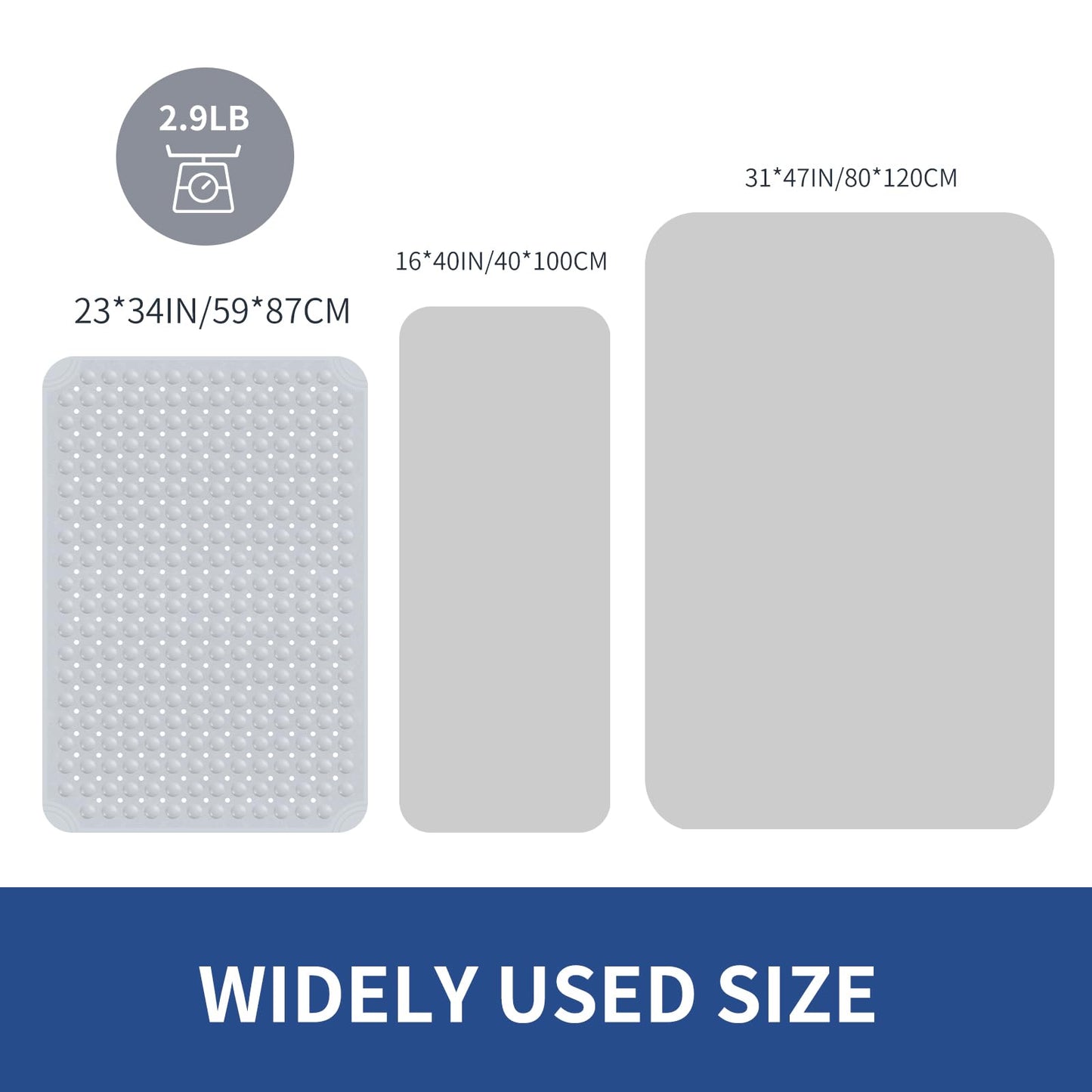 OTHWAY Large Shower Mat 34x23, TPE Non Slip Shower Mat, Inside Shower Mat with Drain Holes Suction Cups, Walk in Shower Mat for Shower Stall, Anti-Slip for Elderly Kids (Apricot)