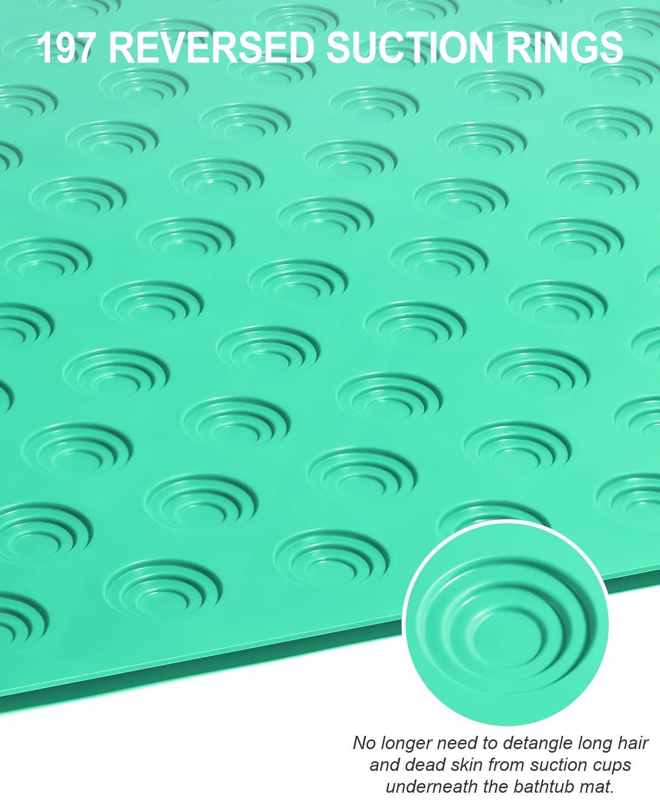 OTHWAY Bathtub Mat Non Slip, 39X16 inch Bath Mat for Tub, Machine Washable Bath Tub Mats with Reverse Suction Cups, Comfortable Rubber Bathtub Mat for Bathroom