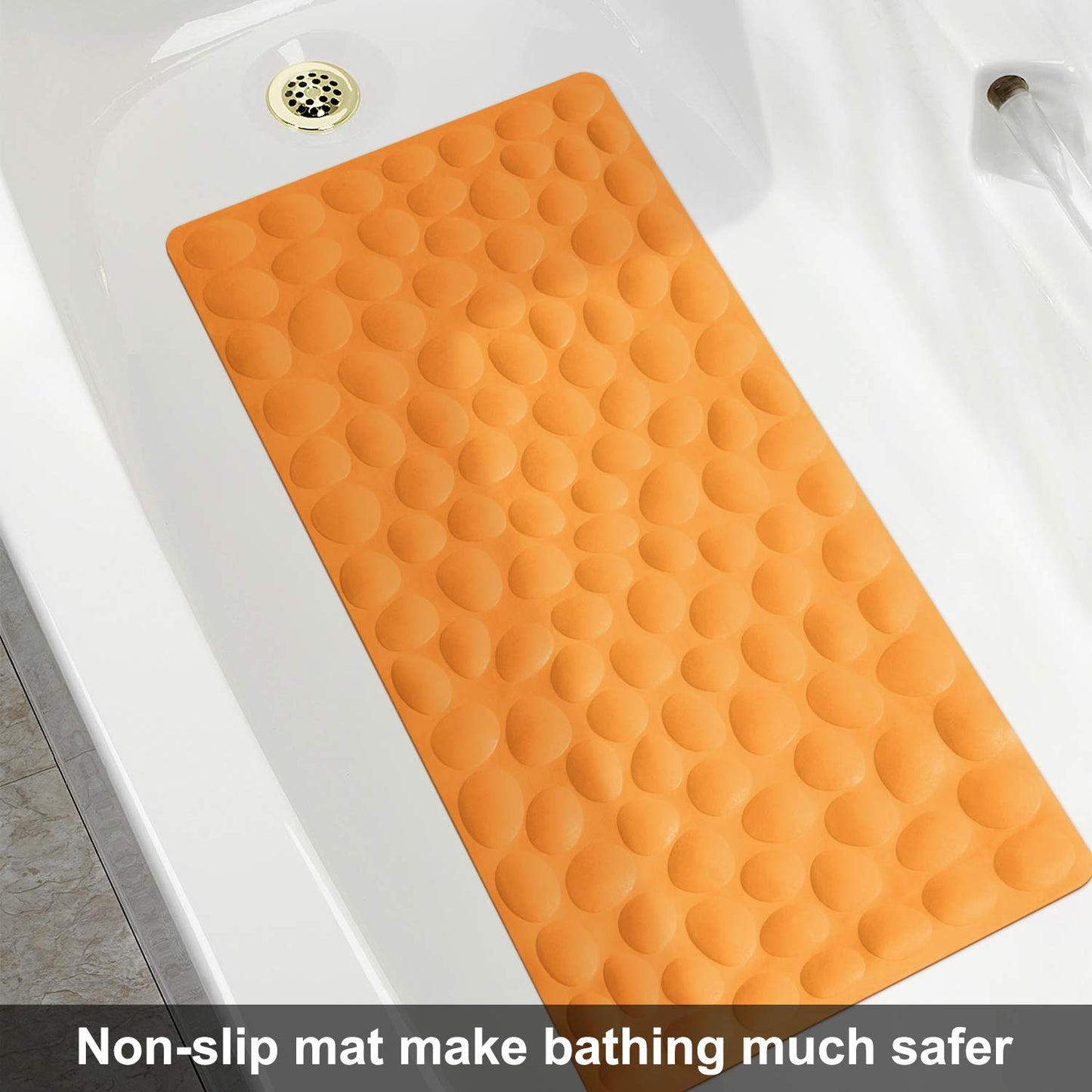 Soft Rubber Non-Slip Bath Mat with Suction Cups - Grey