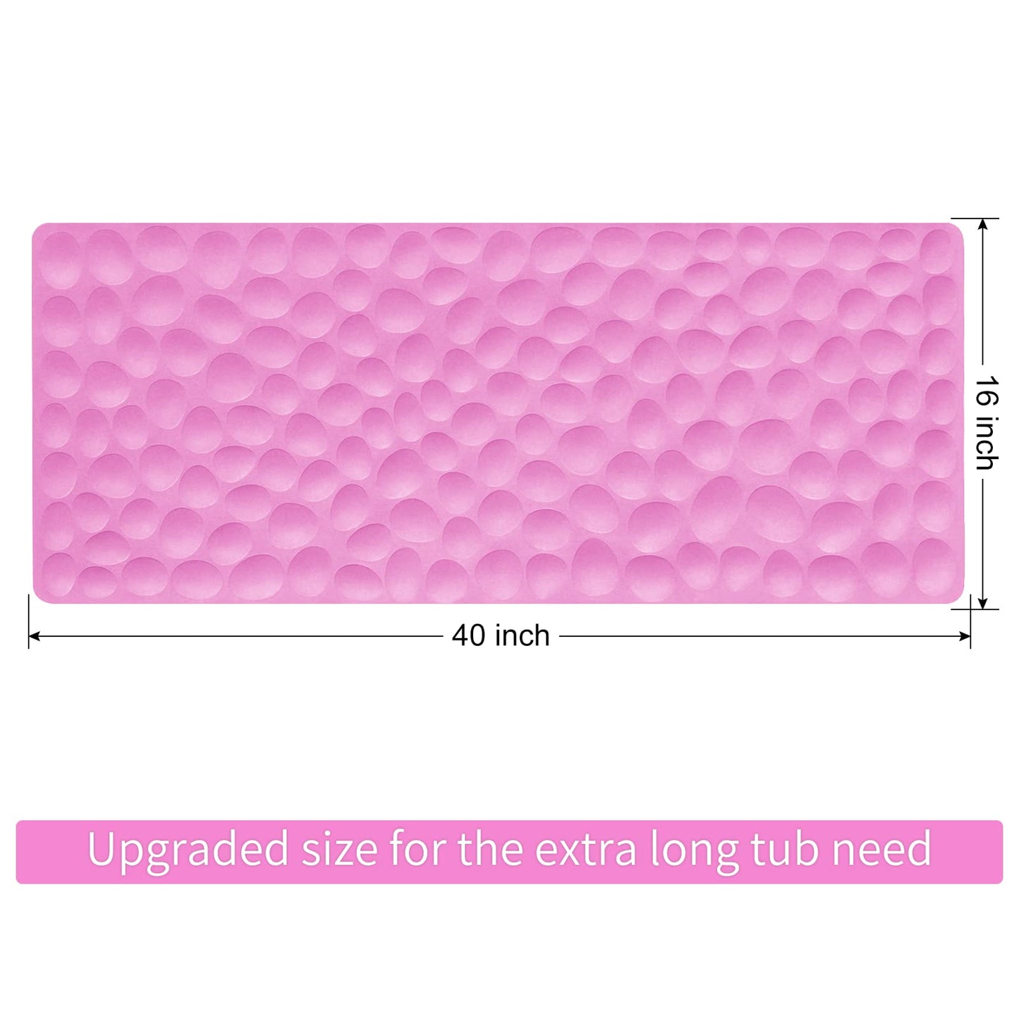 Soft Rubber Non-Slip Bath Mat with Suction Cups - Grey