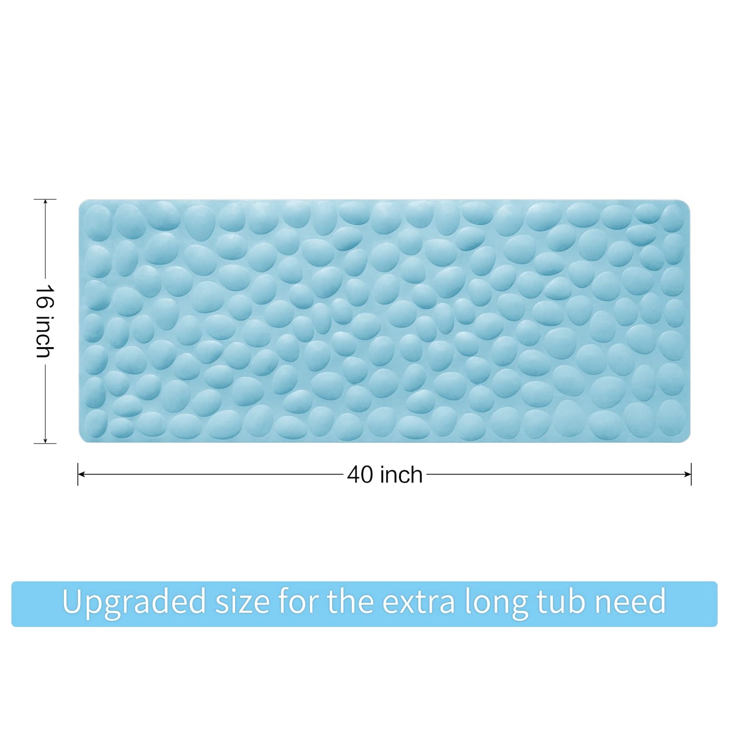 Soft Rubber Non-Slip Bath Mat with Suction Cups - Grey