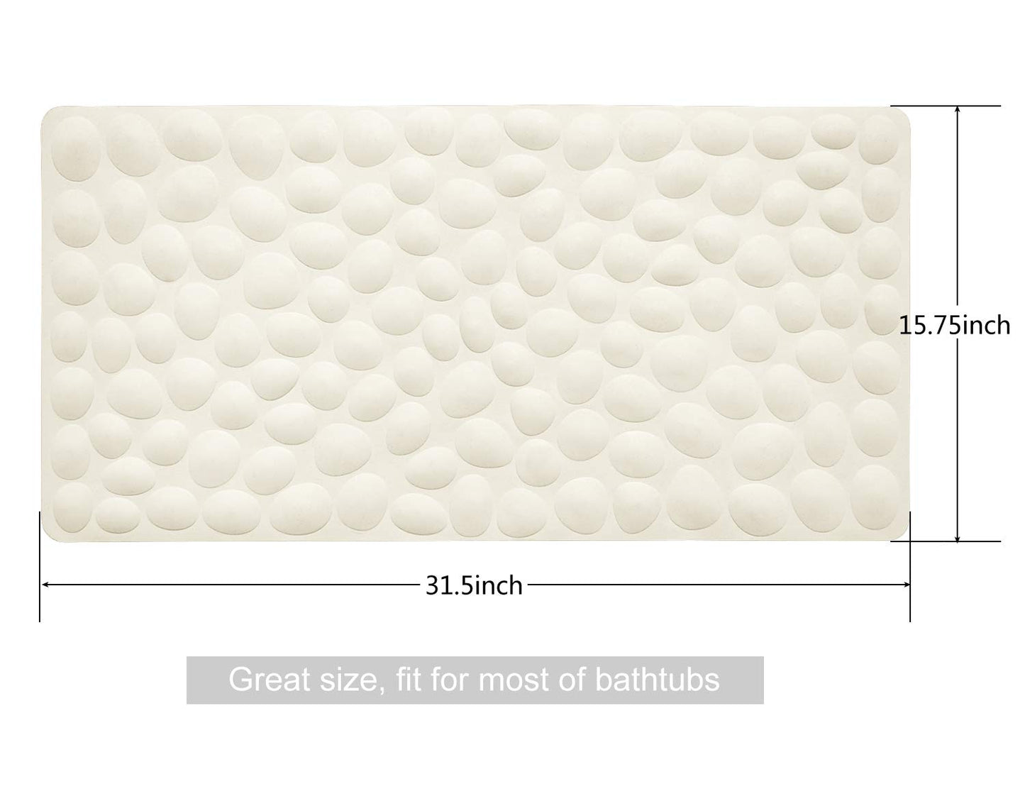 Soft Rubber Non-Slip Bath Mat with Suction Cups - Grey