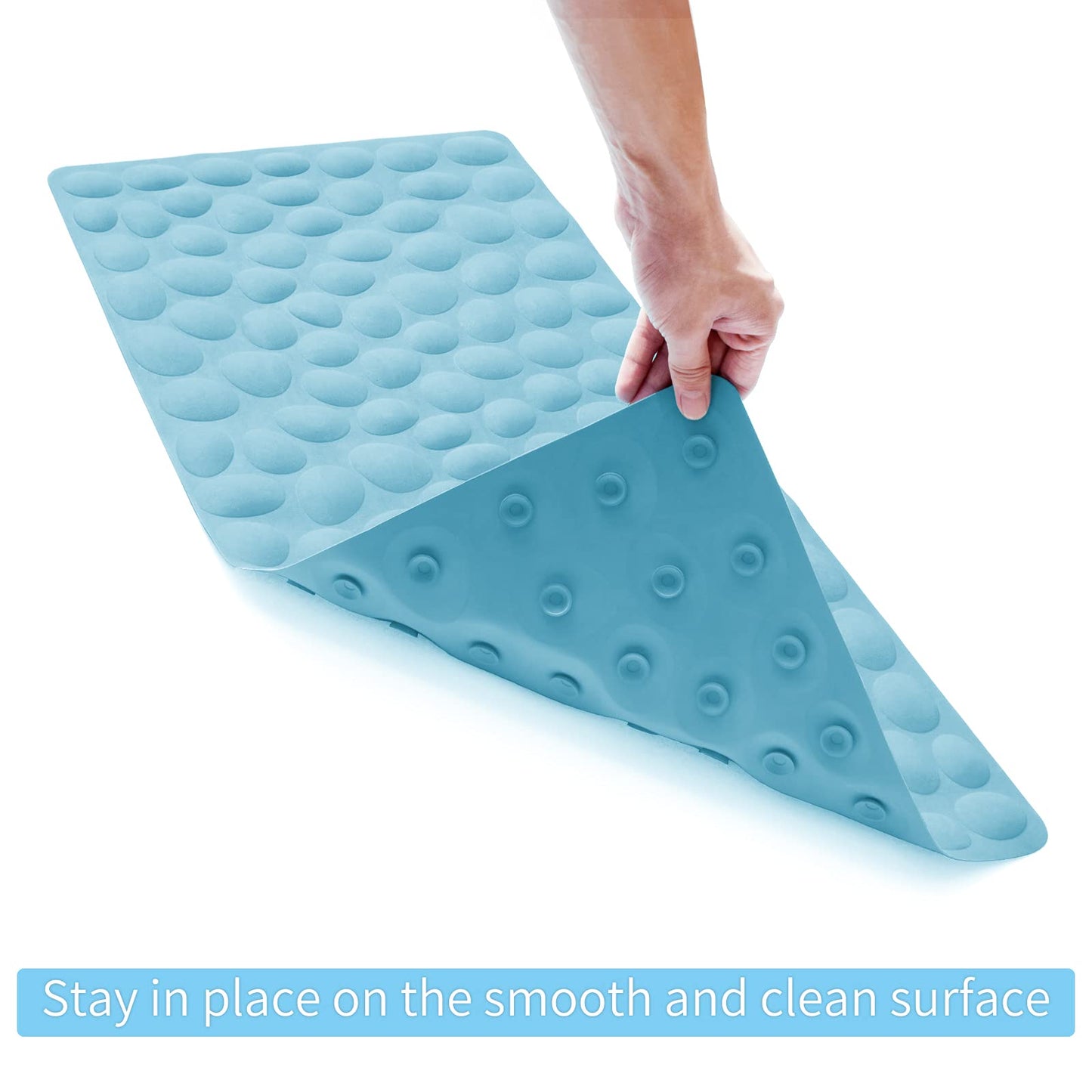 Soft Rubber Non-Slip Bath Mat with Suction Cups - Grey