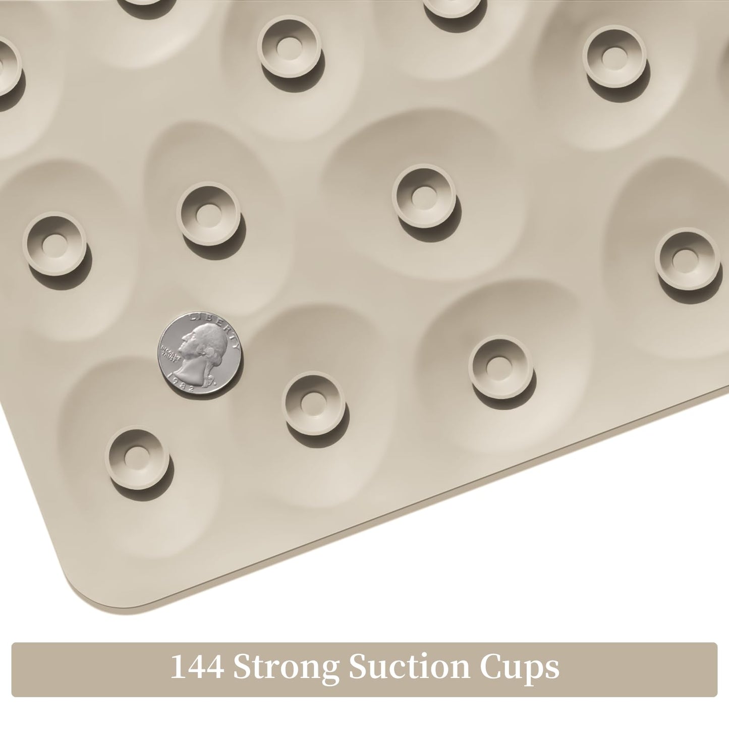 Soft Rubber Non-Slip Bath Mat with Suction Cups - Grey