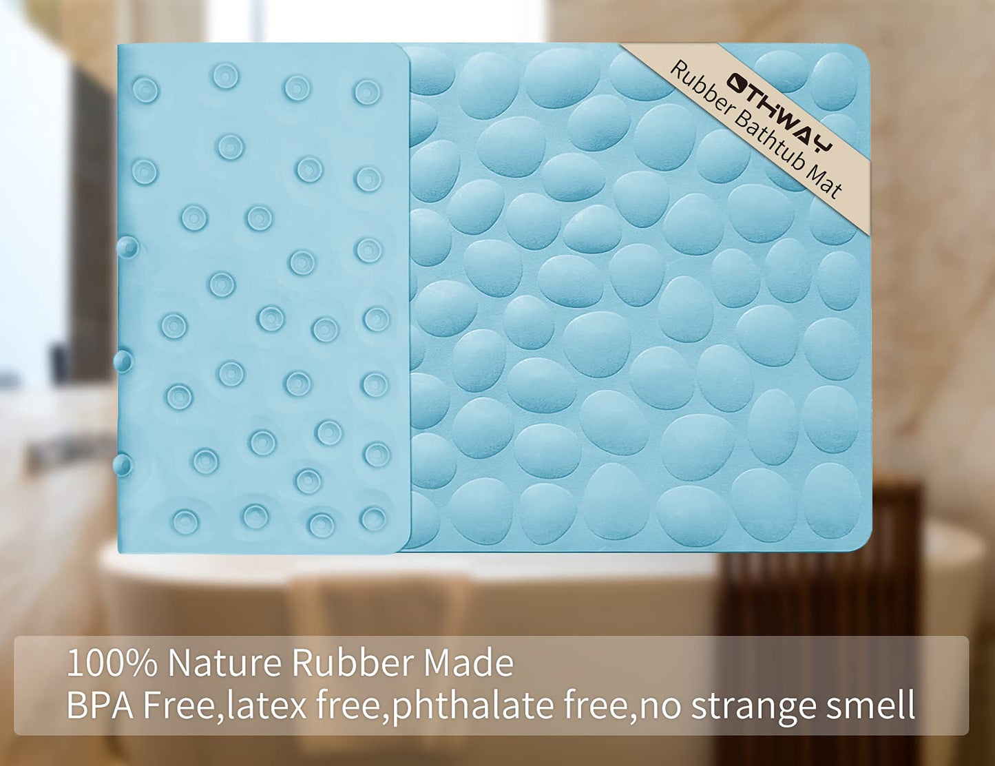 Soft Rubber Non-Slip Bath Mat with Suction Cups - Grey