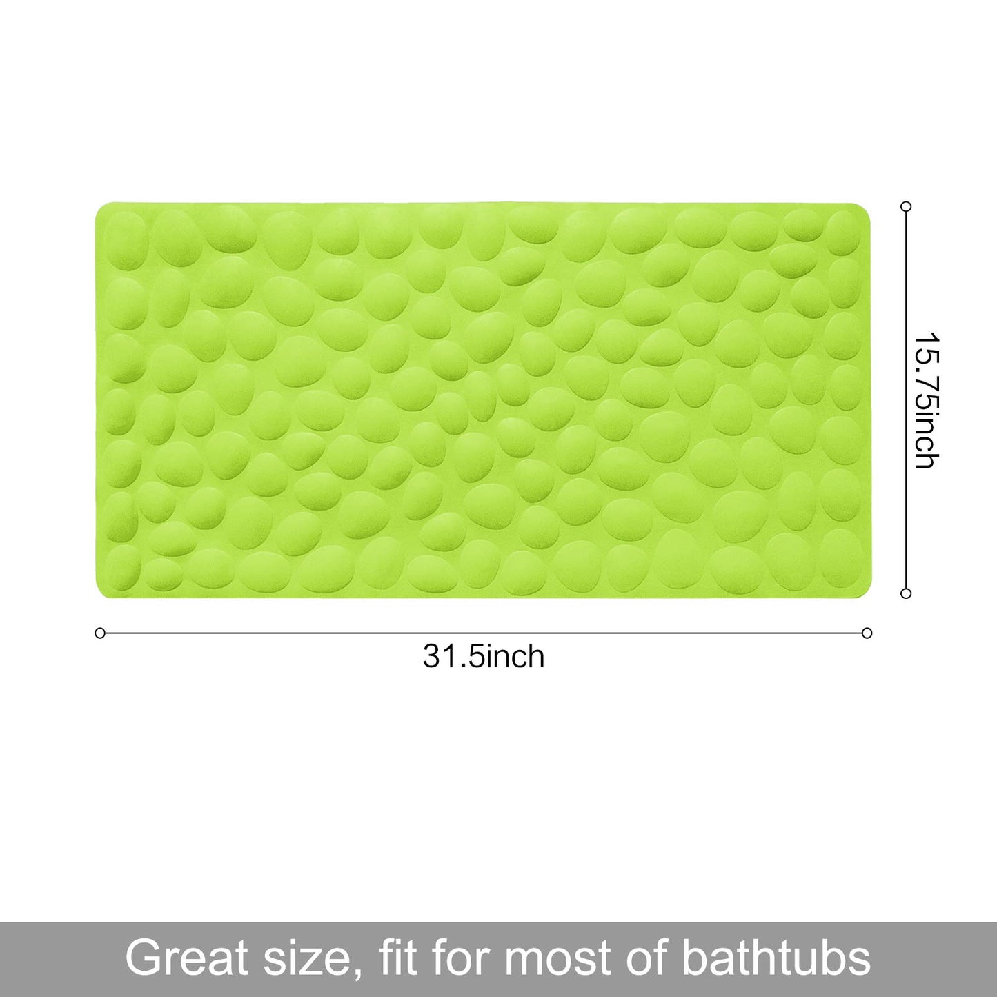 Soft Rubber Non-Slip Bath Mat with Suction Cups - Grey