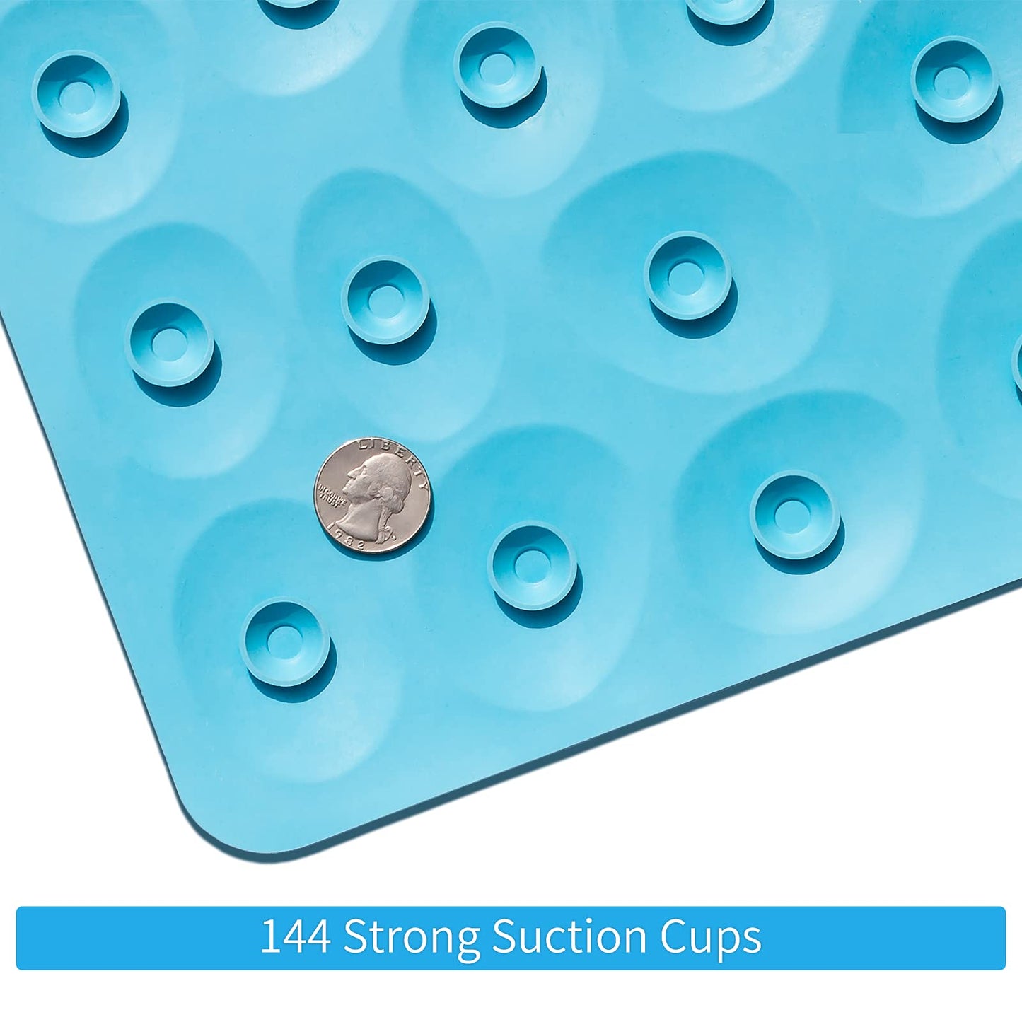 Soft Rubber Non-Slip Bath Mat with Suction Cups - Grey