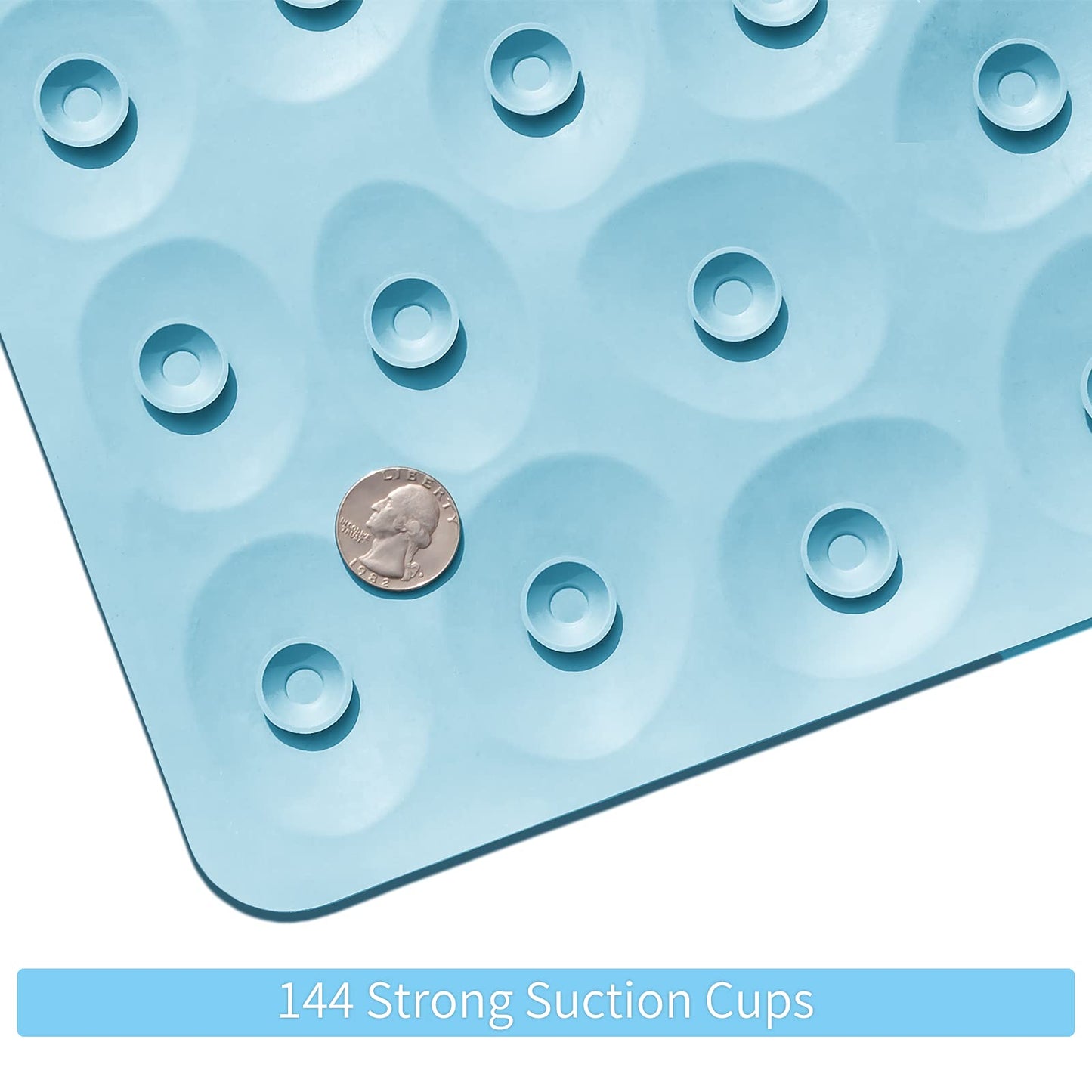 Soft Rubber Non-Slip Bath Mat with Suction Cups - Grey