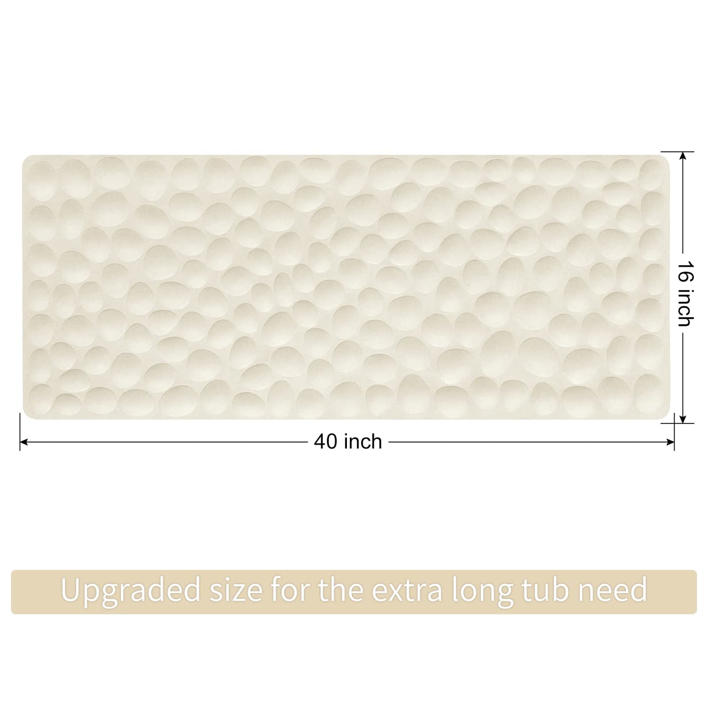 Soft Rubber Non-Slip Bath Mat with Suction Cups - Grey