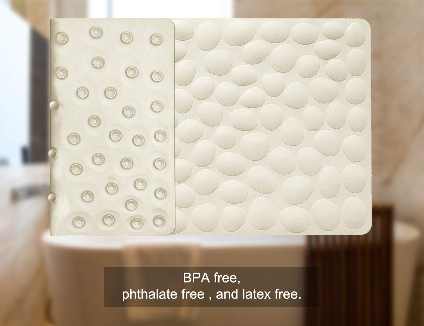 Soft Rubber Non-Slip Bath Mat with Suction Cups - Grey