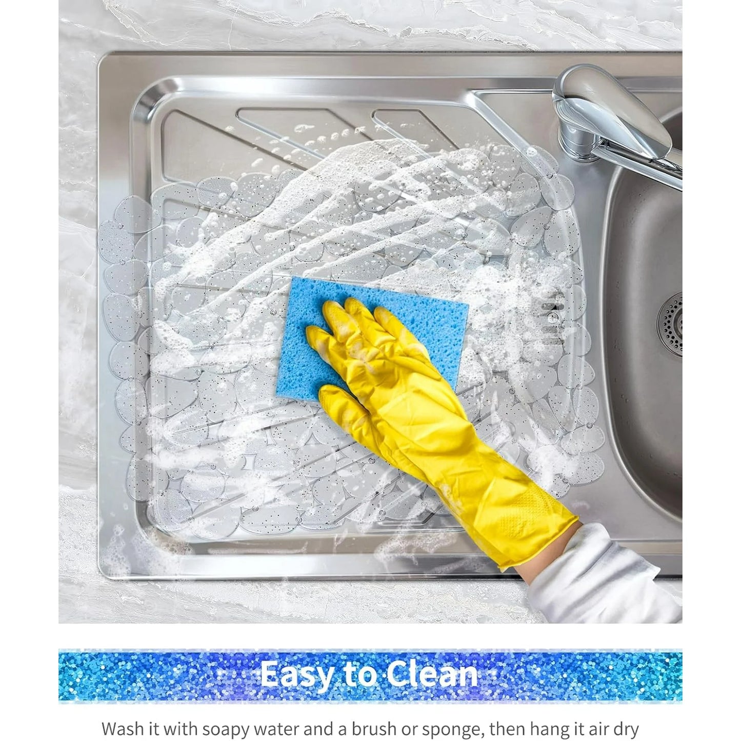 Bligli Non-Slip PVC Sink Mats (2-pack) – Pebble Design Protector for Stainless Steel/Porcelain, Dish Drying & Kitchen Liner, 15.7"x11.8"