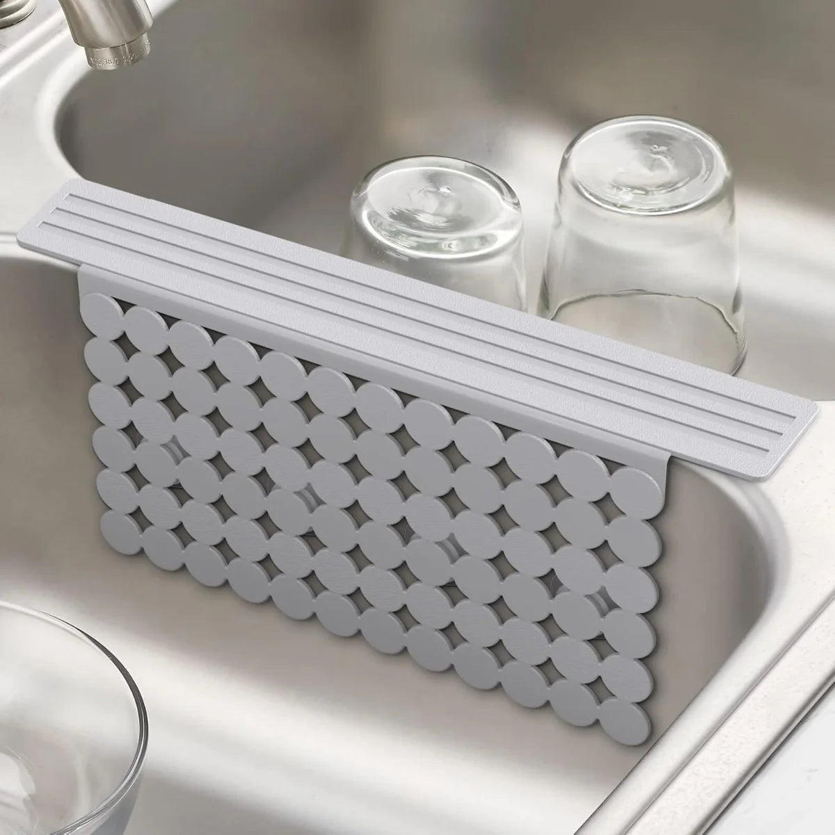 Bligli PVC Sink Divider Mat - 12.2"x4.7", Non-Slip with 6 Suction Cups, Scratch & Stain Resistant, Fits Divided Basins, Easy to Clean