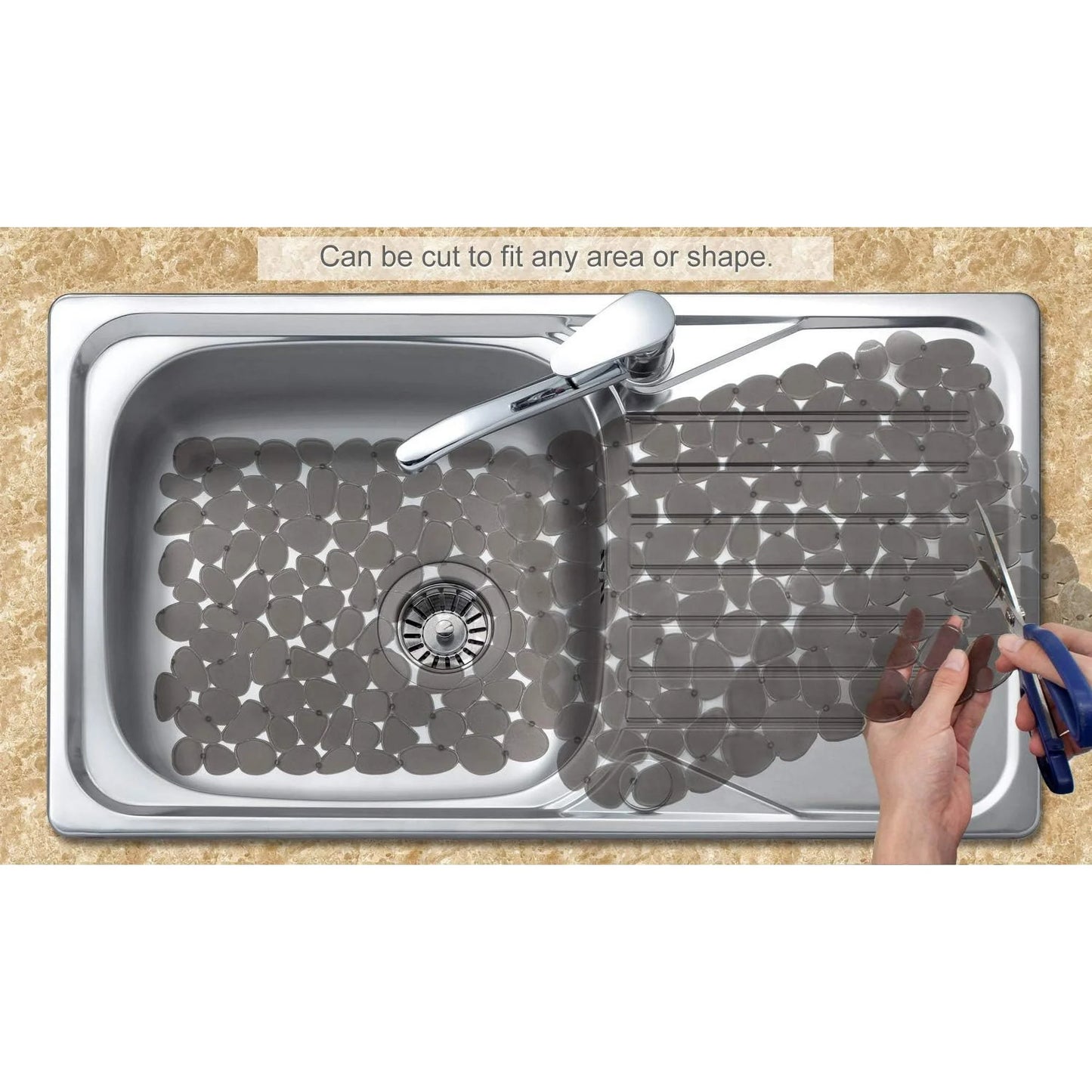 Bligli Non-Slip PVC Sink Mats (2-pack) – Pebble Design Protector for Stainless Steel/Porcelain, Dish Drying & Kitchen Liner, 15.7"x11.8"
