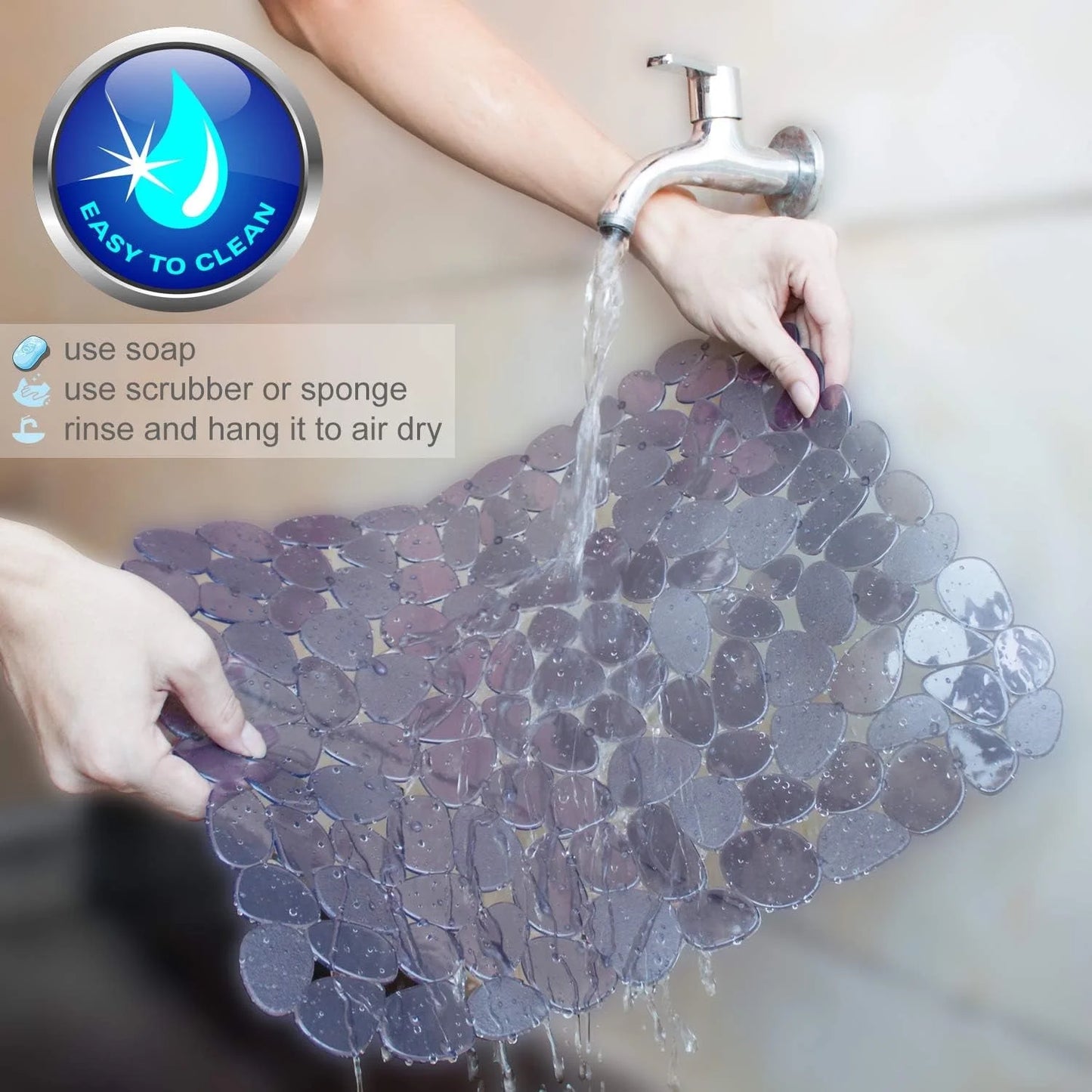 Bligli Non-Slip PVC Sink Mats (2-pack) – Pebble Design Protector for Stainless Steel/Porcelain, Dish Drying & Kitchen Liner, 15.7"x11.8"
