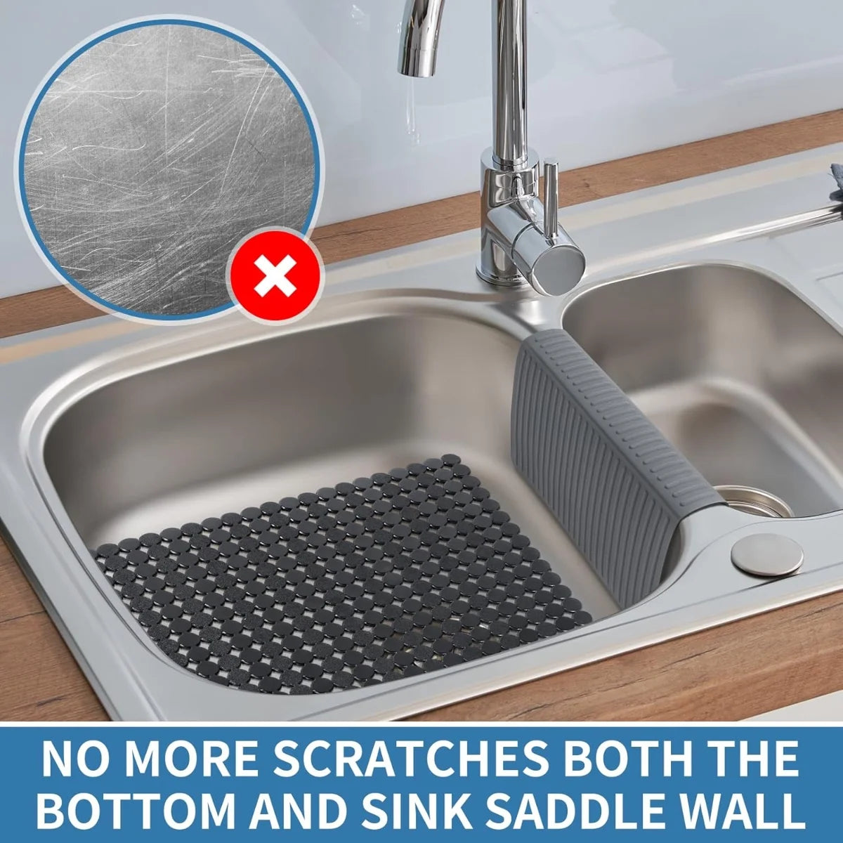 Bligli Silicone Sink Divider Mat - 11.8x5.3 inch Non-Slip Kitchen Organizer, Dish & Glassware Protector for Double Basins, Scratch & Stain Resistant, Durable & Flexible