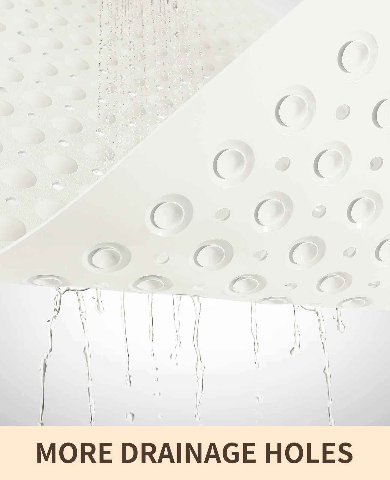 Yolife Extra Large Shower Mat 47.2x31.5" - TPE Non-Slip Bath Mat w/Suction Cups & Drain Holes, Heavy Duty for Shower Stall, Odor-Free