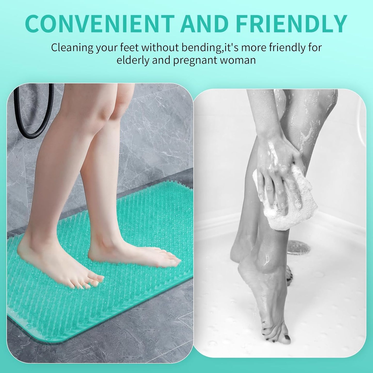 Yolife Shower Foot Scrubber Mat,Anti-Slip Bath Mat with Scrub Bristles & Strong Suction Cups to Soothe Achy Feet