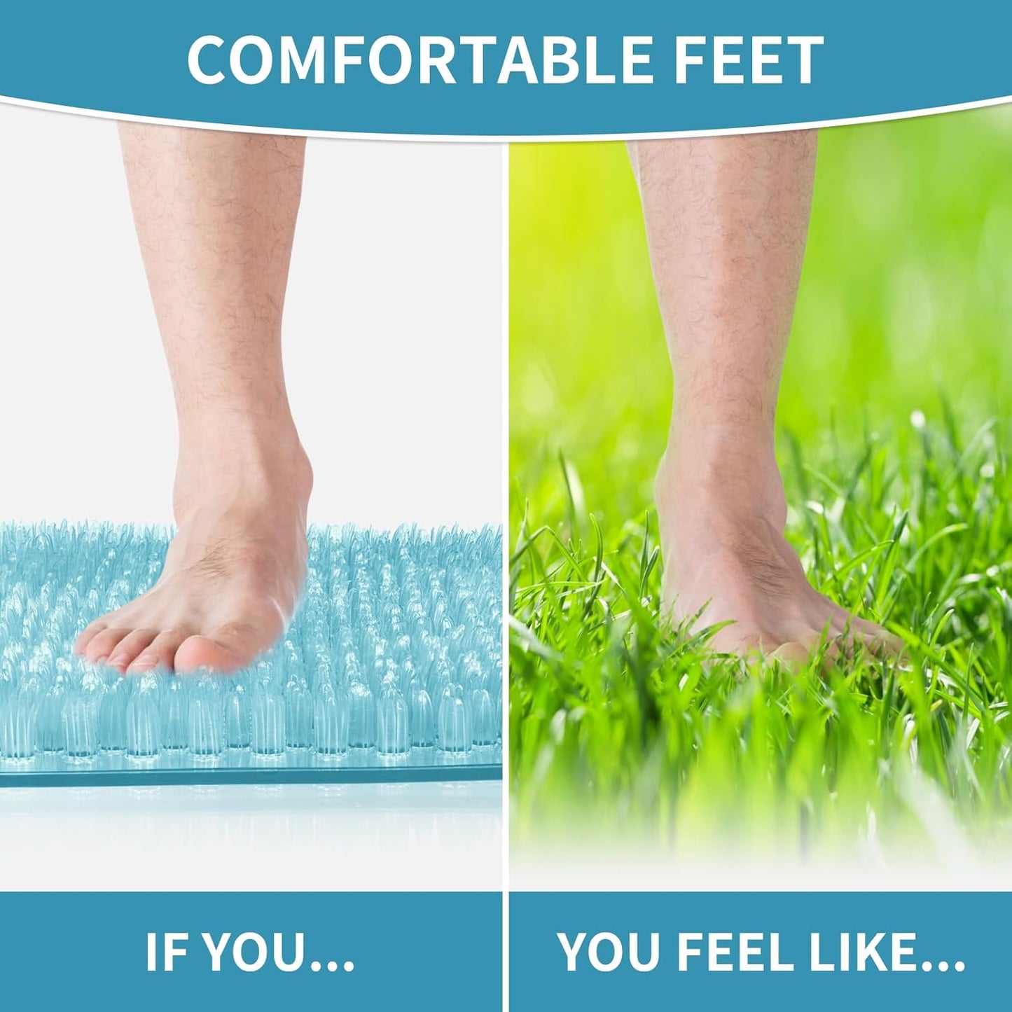 Yolife Shower Foot Scrubber Mat,Anti-Slip Bath Mat with Scrub Bristles & Strong Suction Cups to Soothe Achy Feet