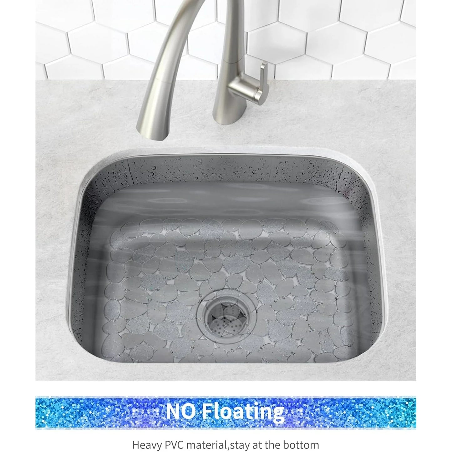 Bligli Non-Slip PVC Sink Mats (2-pack) – Pebble Design Protector for Stainless Steel/Porcelain, Dish Drying & Kitchen Liner, 15.7"x11.8"