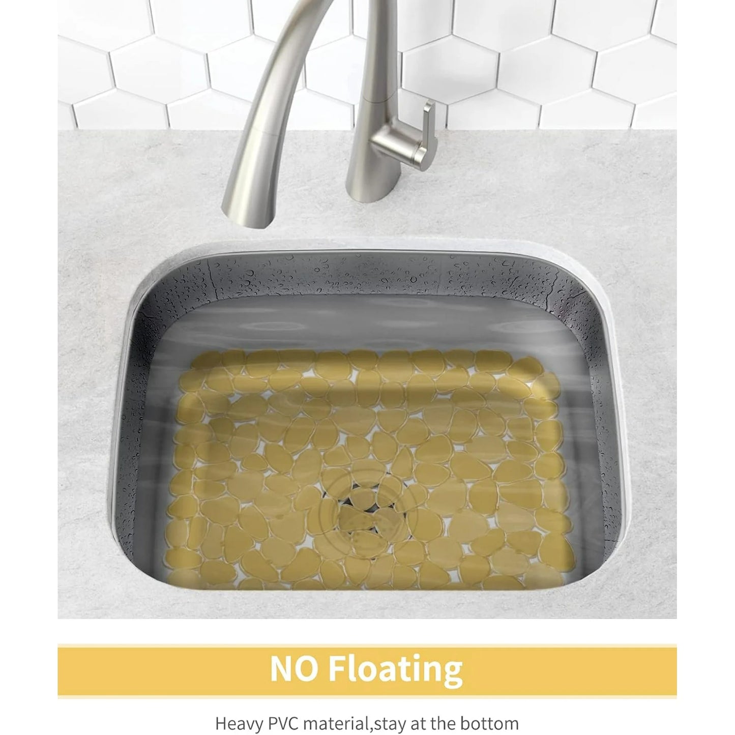 Bligli Non-Slip PVC Sink Mats (2-pack) – Pebble Design Protector for Stainless Steel/Porcelain, Dish Drying & Kitchen Liner, 15.7"x11.8"