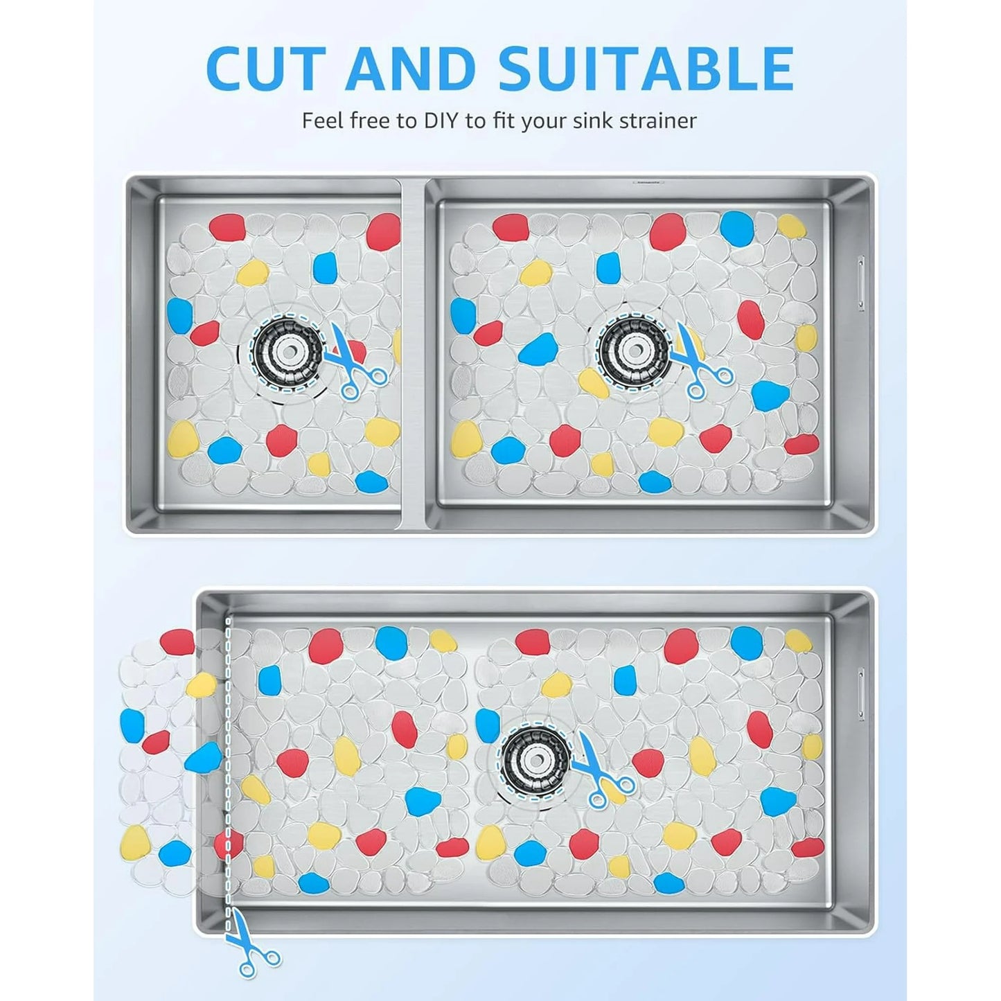 Bligli Non-Slip PVC Sink Mats (2-pack) – Pebble Design Protector for Stainless Steel/Porcelain, Dish Drying & Kitchen Liner, 15.7"x11.8"