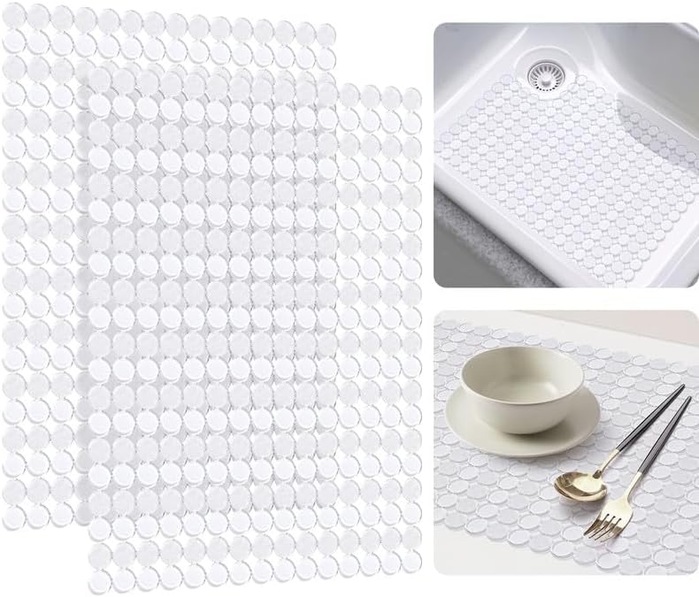 Bligli Round Sink Mats 2-Pack ,Non-Slip PVC Sink Protector, Fits Stainless Steel / Ceramic Sinks,15.7 x 11.8 inch,Fast Draining Dot Design for Kitchen Sink
