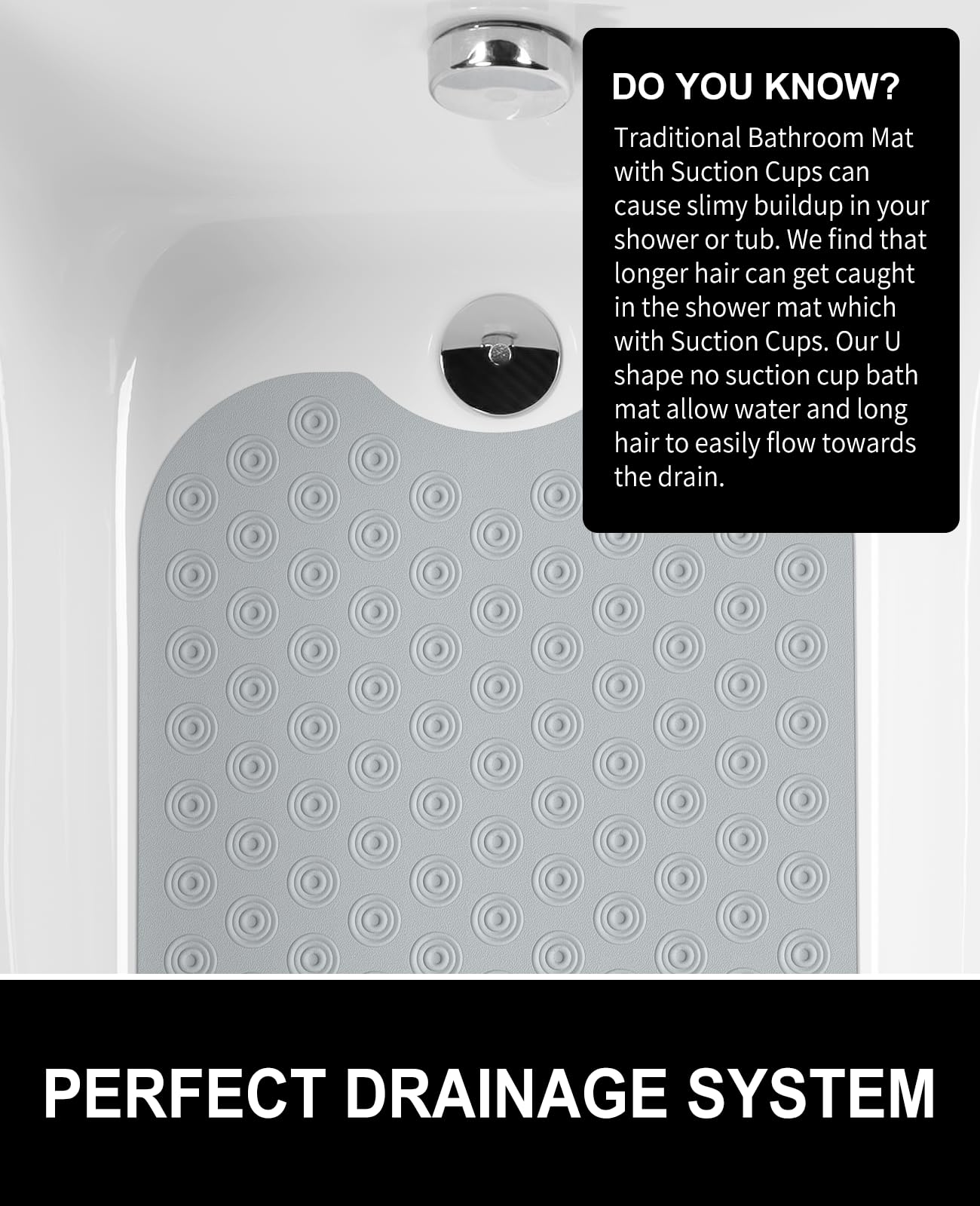 OTHWAY Bathtub Mat Non Slip, 39X16 inch Bath Mat for Tub, Machine Washable Bath Tub Mats with Reverse Suction Cups, Comfortable Rubber Bathtub Mat for Bathroom