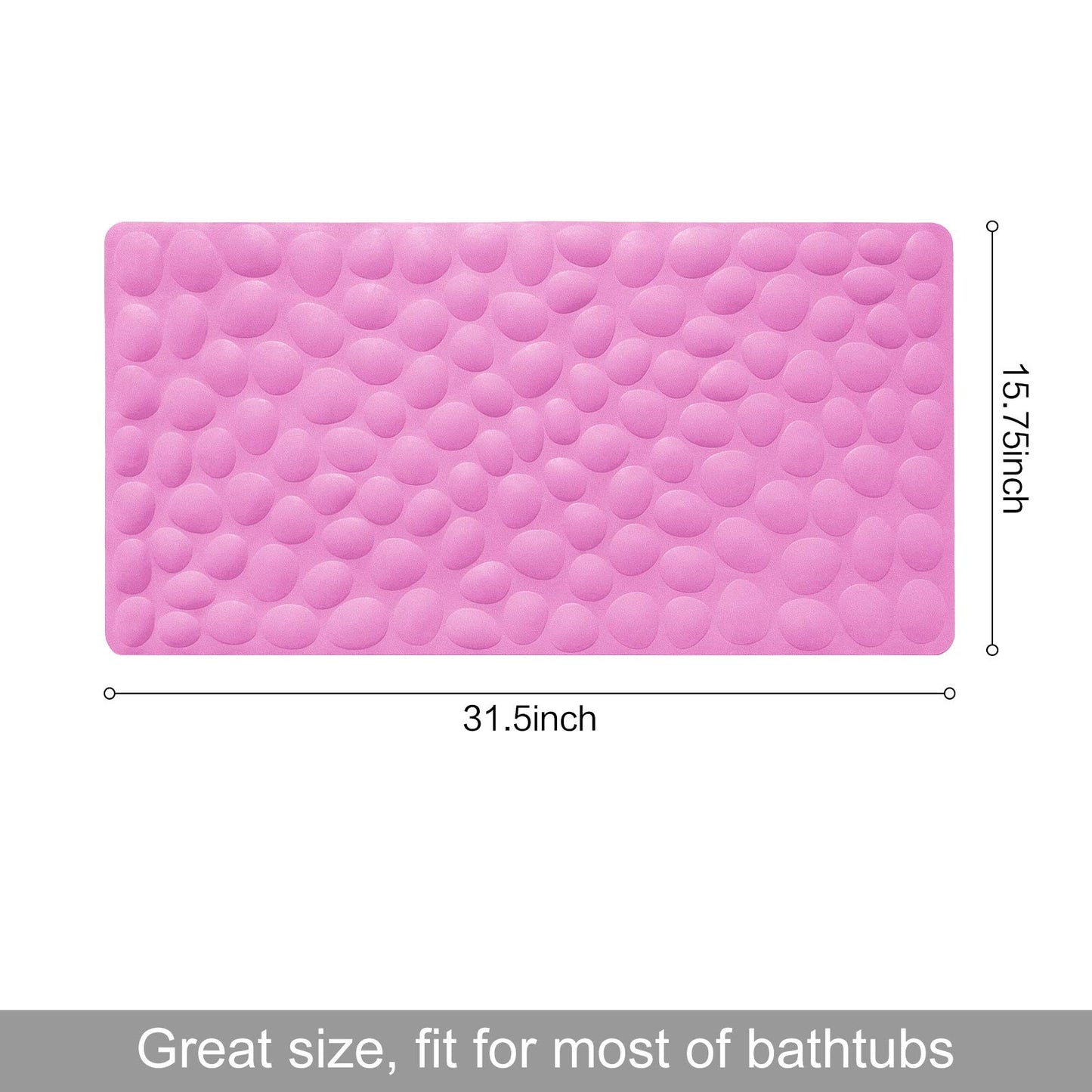 Soft Rubber Non-Slip Bath Mat with Suction Cups - Grey
