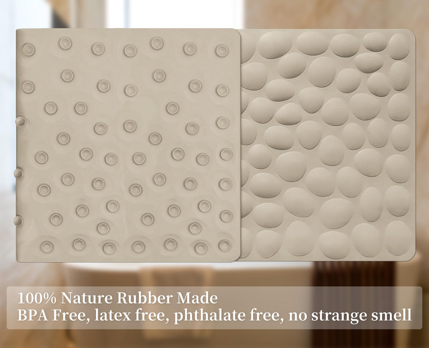 Soft Rubber Non-Slip Bath Mat with Suction Cups - Grey