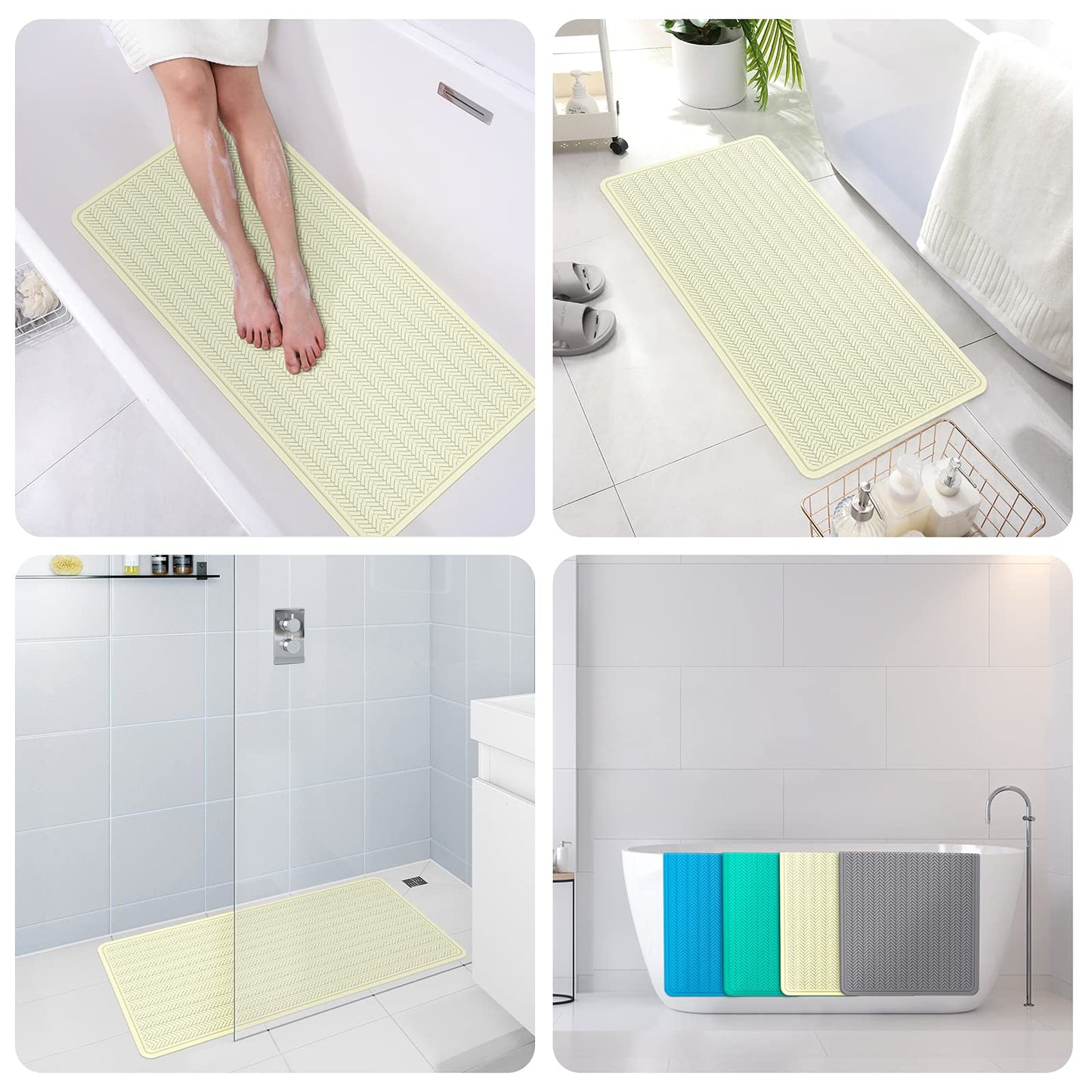 Anti-Slip Rubber Baby Bath Mat - Strong Suction Cups (Grey)