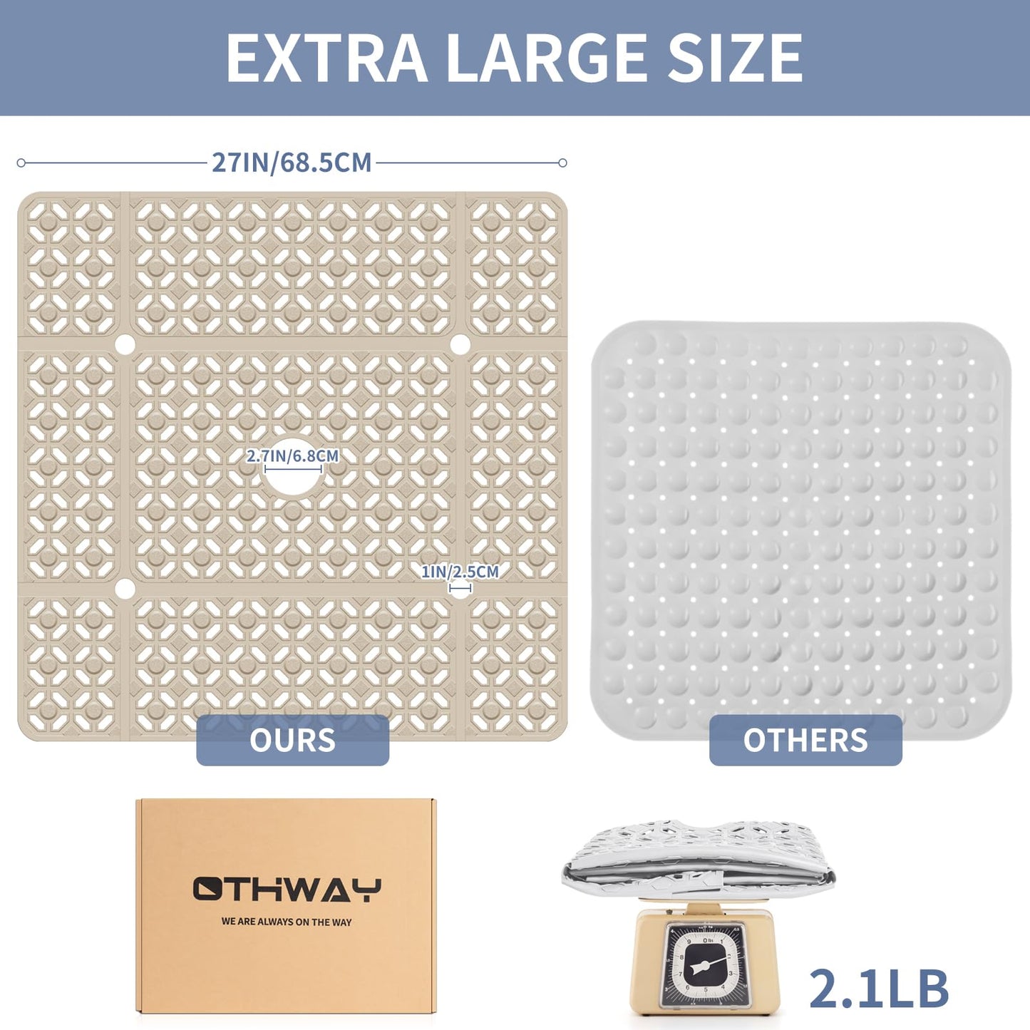 Extra Large Anti-Slip Shower Mat for Safety and Comfort