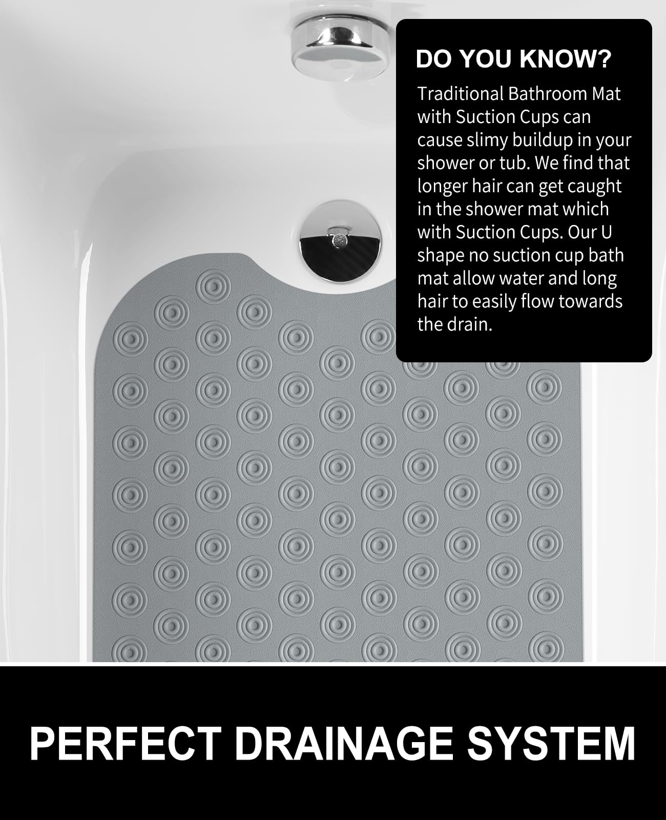 OTHWAY Bathtub Mat Non Slip, 39X16 inch Bath Mat for Tub, Machine Washable Bath Tub Mats with Reverse Suction Cups, Comfortable Rubber Bathtub Mat for Bathroom