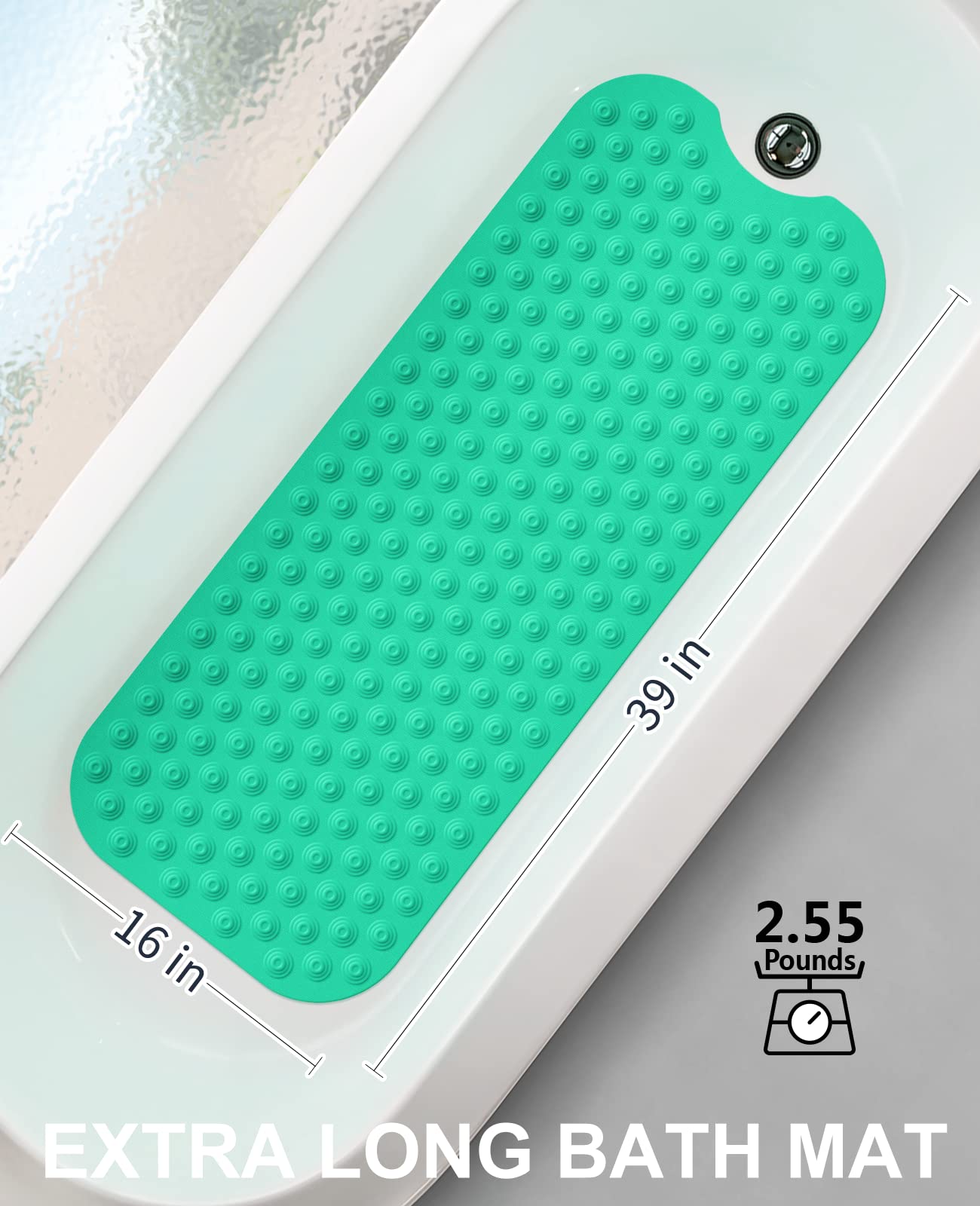 OTHWAY Bathtub Mat Non Slip, 39X16 inch Bath Mat for Tub, Machine Washable Bath Tub Mats with Reverse Suction Cups, Comfortable Rubber Bathtub Mat for Bathroom