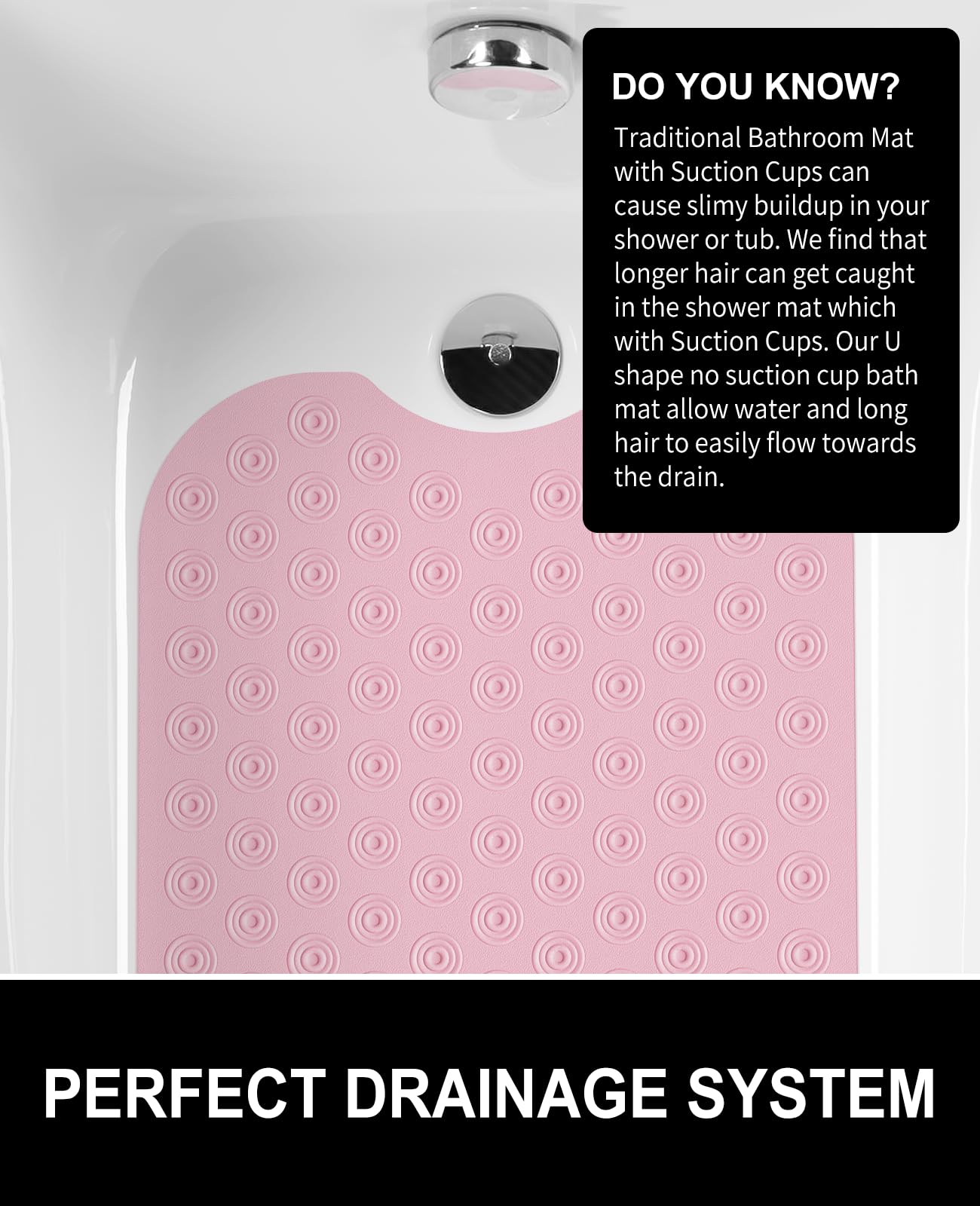 OTHWAY Bathtub Mat Non Slip, 39X16 inch Bath Mat for Tub, Machine Washable Bath Tub Mats with Reverse Suction Cups, Comfortable Rubber Bathtub Mat for Bathroom