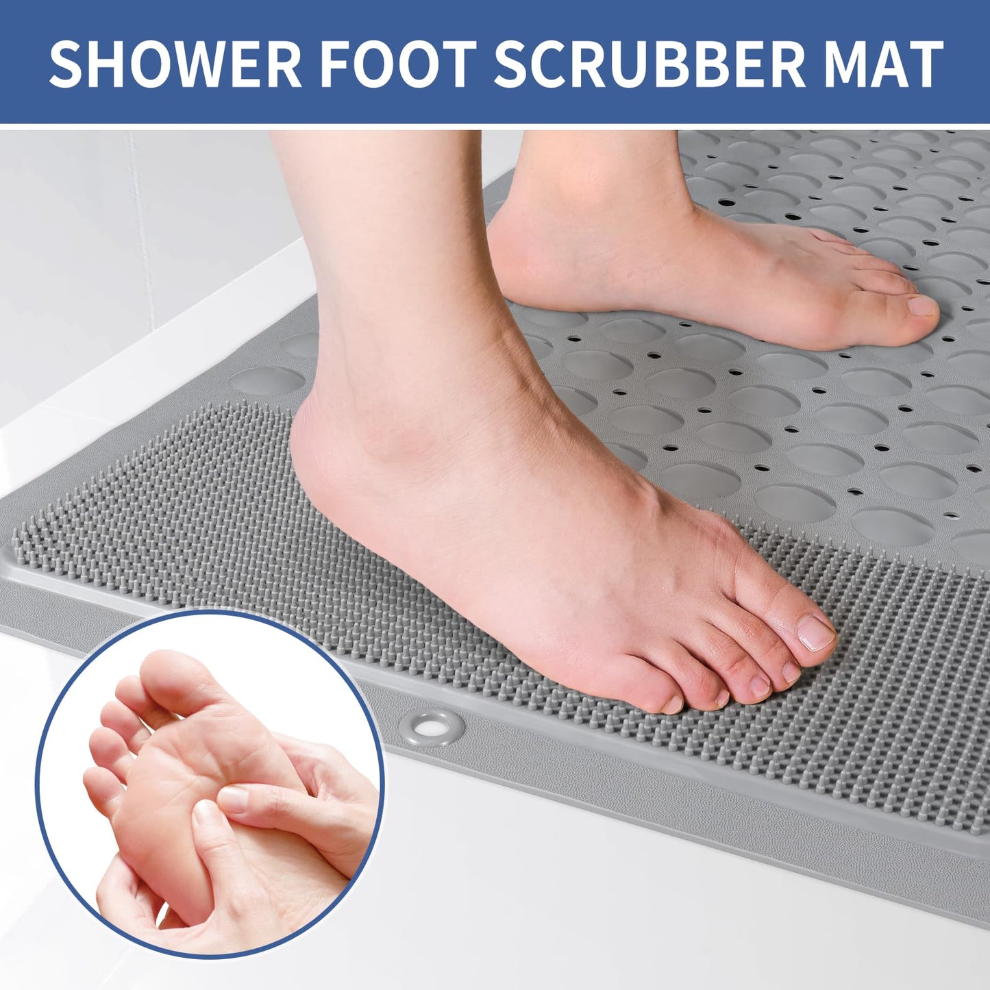 Extra Long Shower Foot Scrubber Mat for Tub