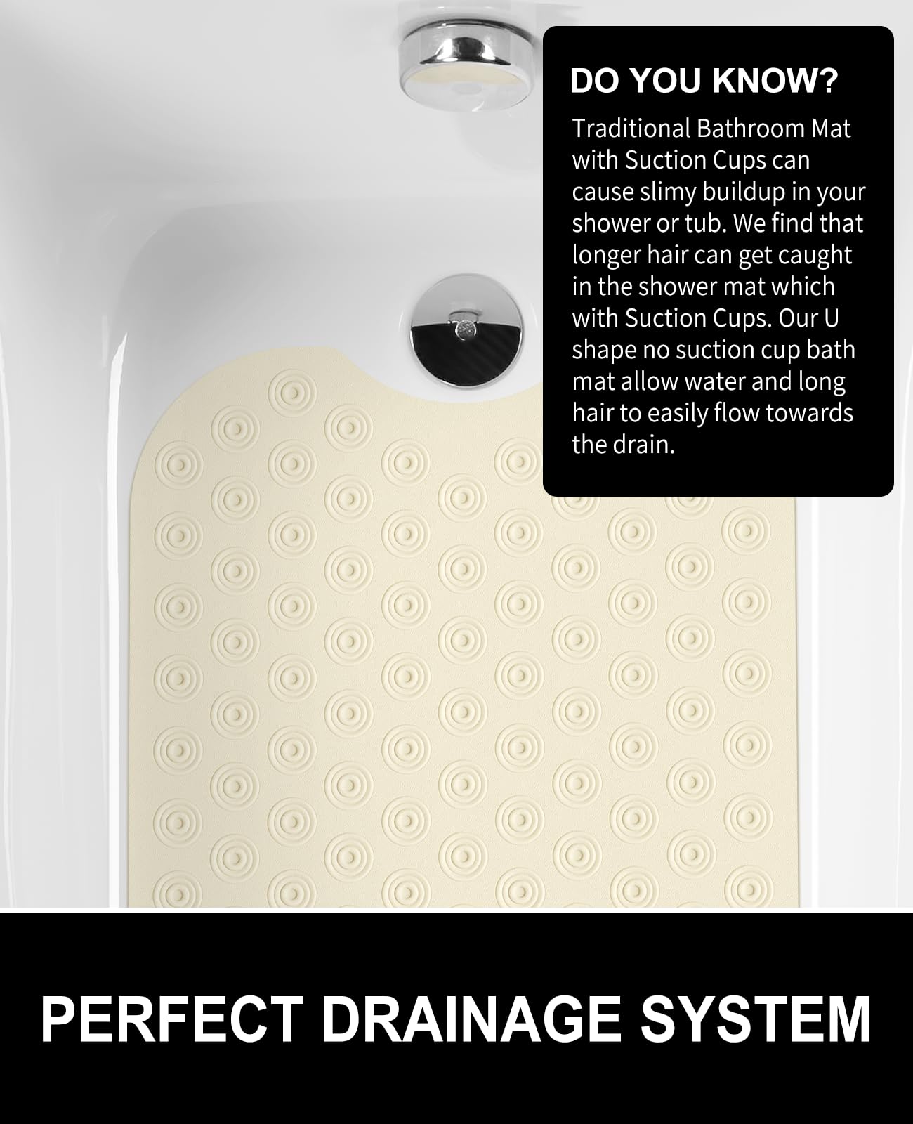 OTHWAY Bathtub Mat Non Slip, 39X16 inch Bath Mat for Tub, Machine Washable Bath Tub Mats with Reverse Suction Cups, Comfortable Rubber Bathtub Mat for Bathroom