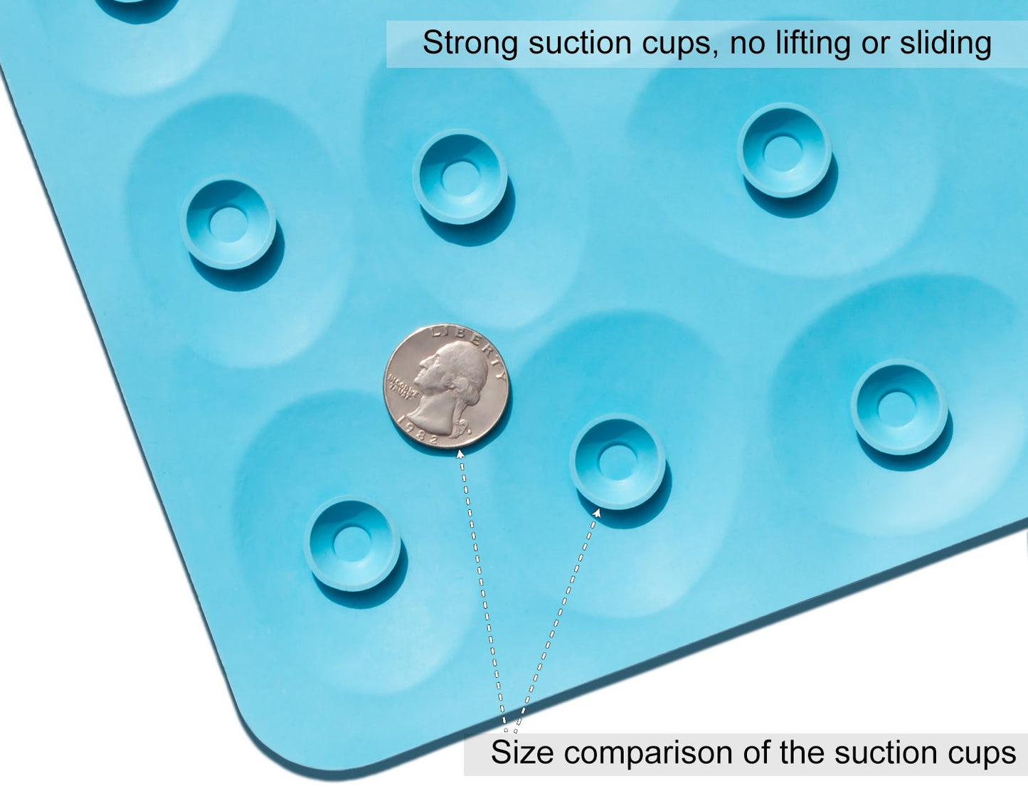 Soft Rubber Non-Slip Bath Mat with Suction Cups - Grey