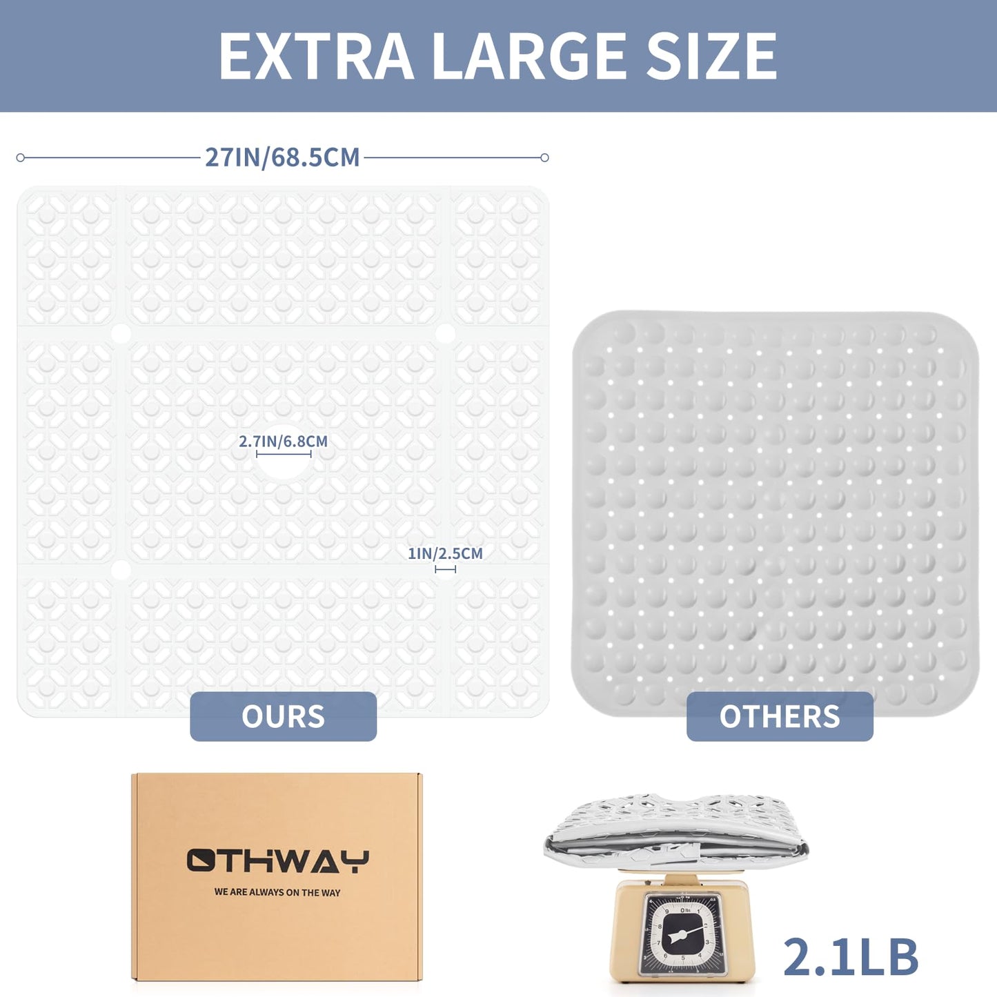 Extra Large Anti-Slip Shower Mat for Safety and Comfort