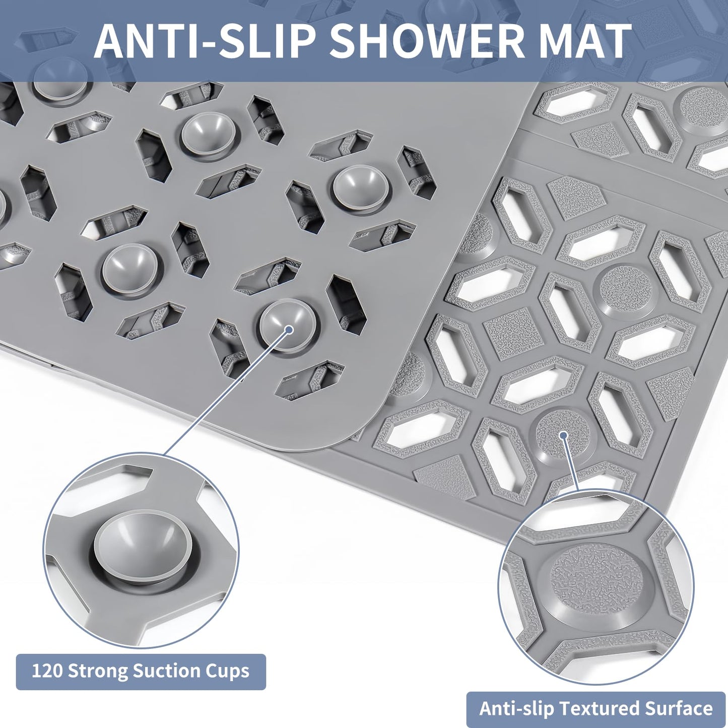 Extra Large Anti-Slip Shower Mat for Safety and Comfort