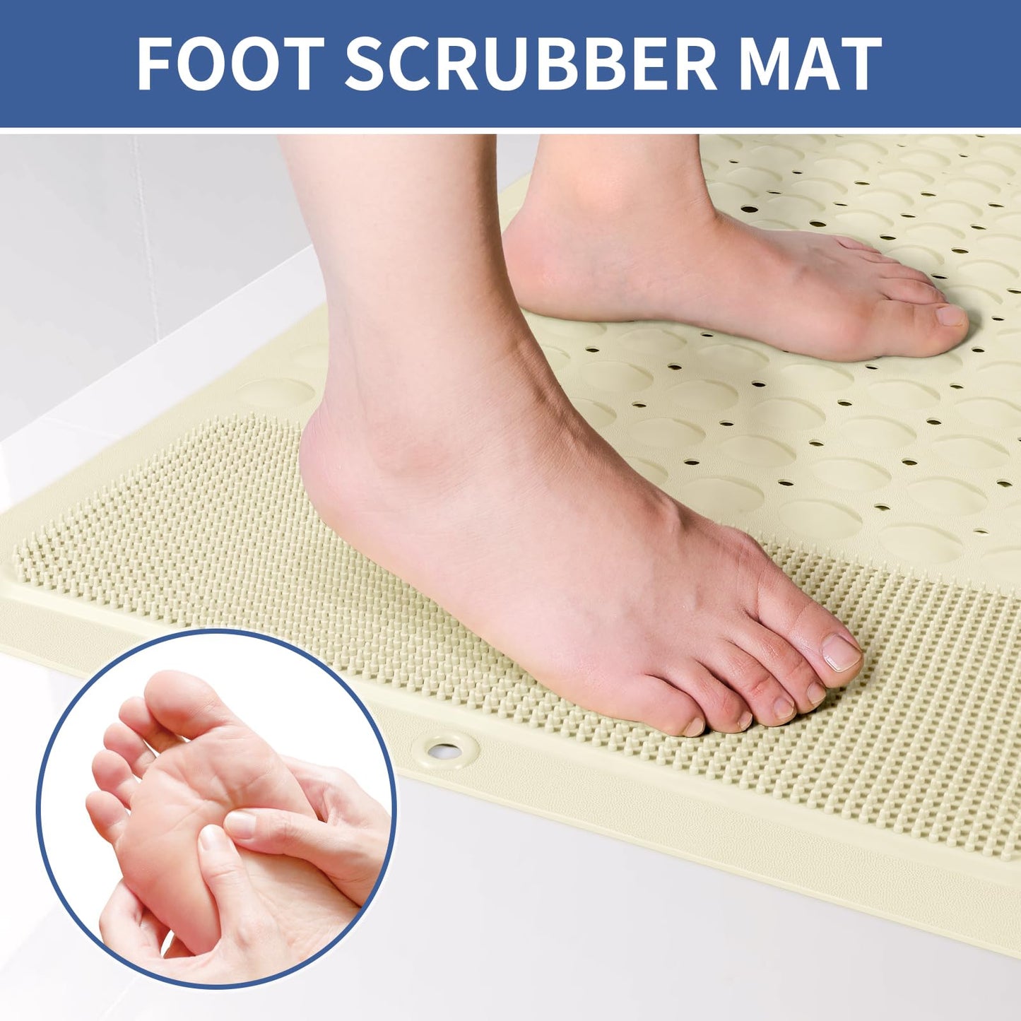 Extra Long Shower Foot Scrubber Mat for Tub