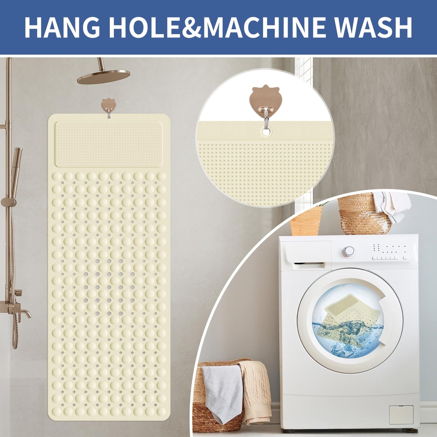 Extra Long Shower Foot Scrubber Mat for Tub