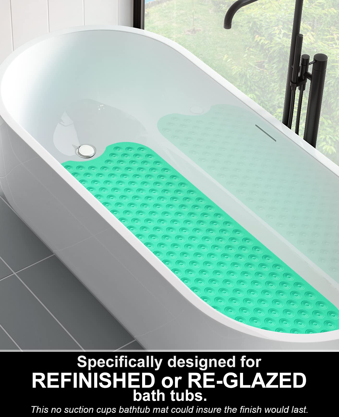 OTHWAY Bathtub Mat Non Slip, 39X16 inch Bath Mat for Tub, Machine Washable Bath Tub Mats with Reverse Suction Cups, Comfortable Rubber Bathtub Mat for Bathroom