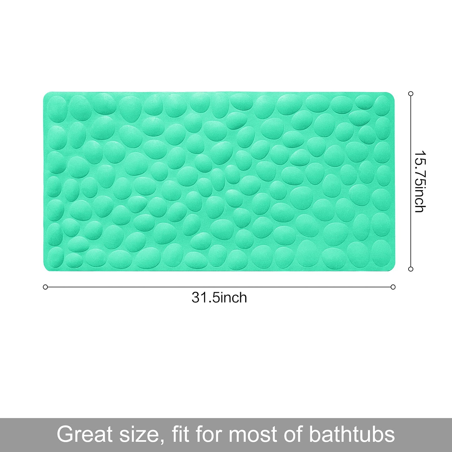 Soft Rubber Non-Slip Bath Mat with Suction Cups - Grey