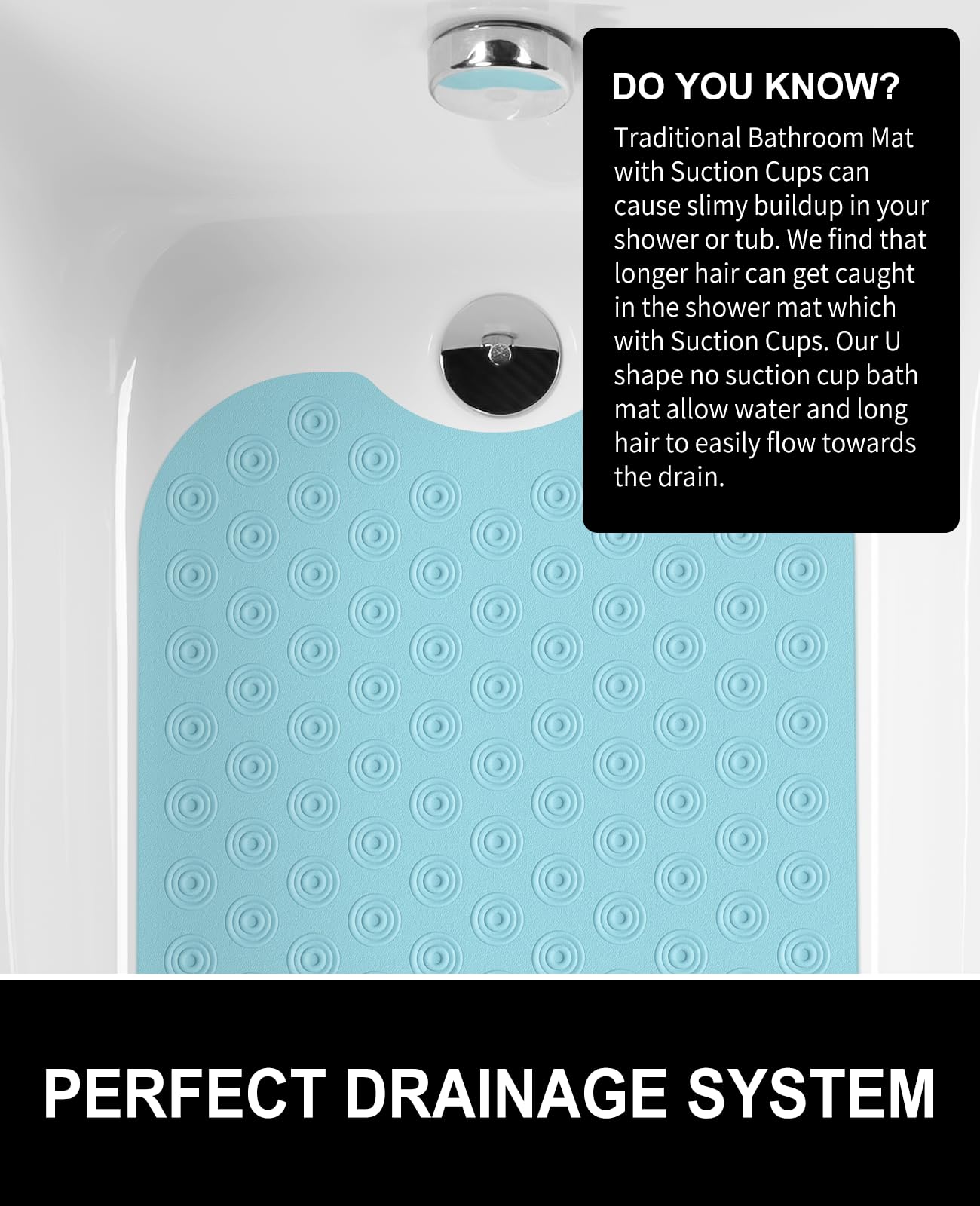 OTHWAY Bathtub Mat Non Slip, 39X16 inch Bath Mat for Tub, Machine Washable Bath Tub Mats with Reverse Suction Cups, Comfortable Rubber Bathtub Mat for Bathroom