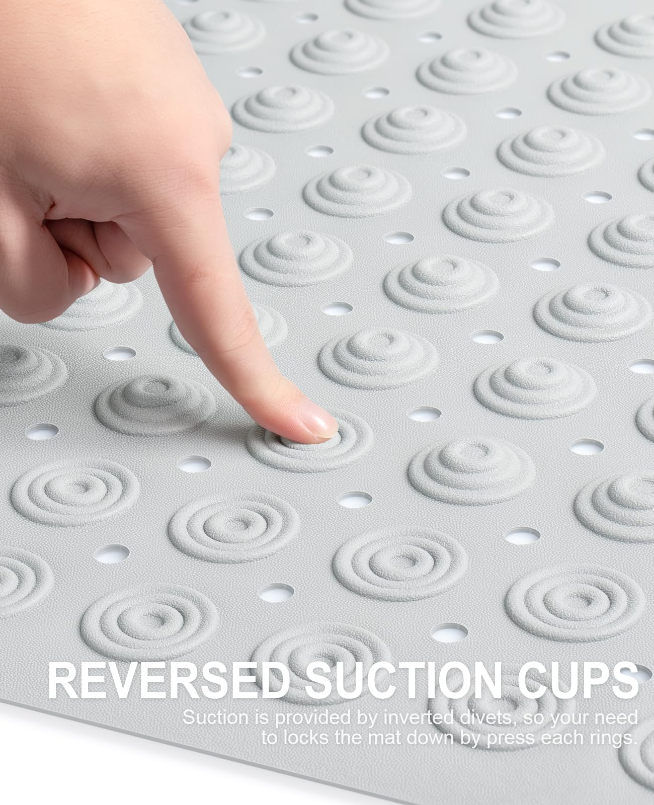 White Non Slip Bath Tub Mat with Suction Cups