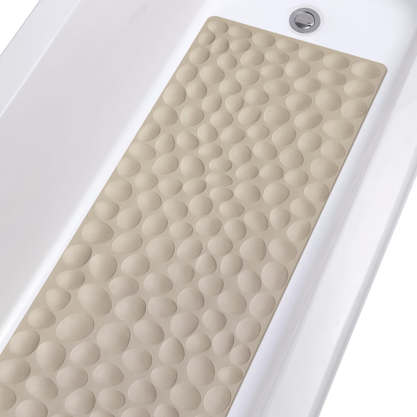 Soft Rubber Non-Slip Bath Mat with Suction Cups - Grey