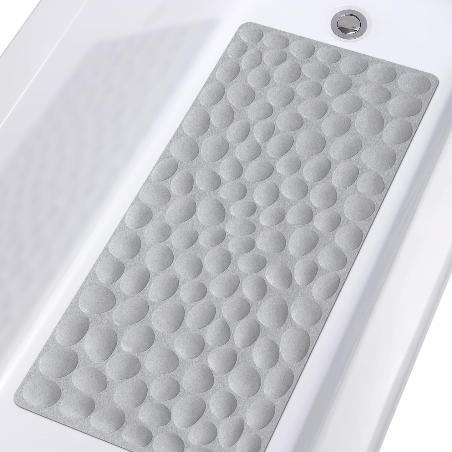 Soft Rubber Non-Slip Bath Mat with Suction Cups - Grey