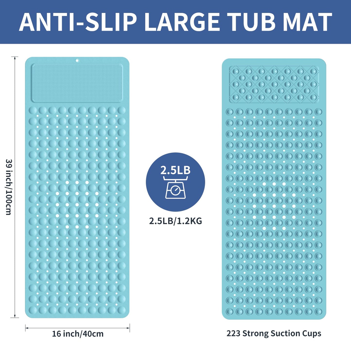 Extra Long Shower Foot Scrubber Mat for Tub